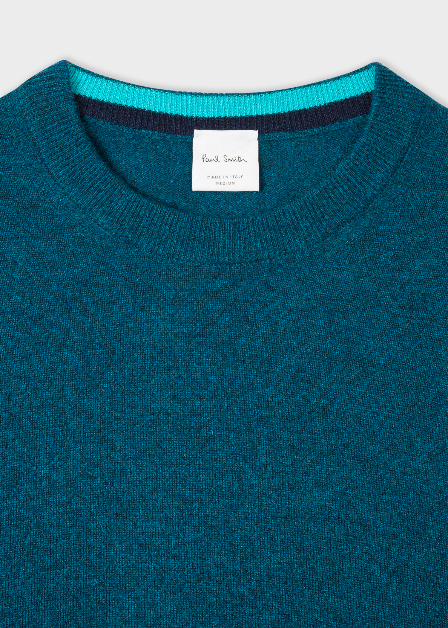Men's Teal Cashmere Crew Neck Sweater - Paul Smith US