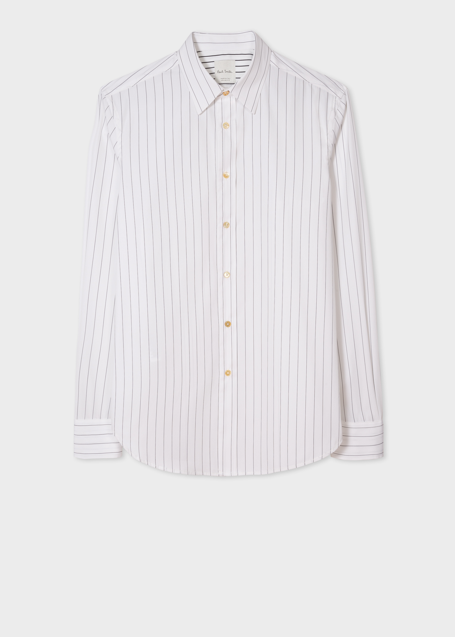 Front view - Men's Tailored-Fit Pin Stripe Cotton Shirt Paul Smith