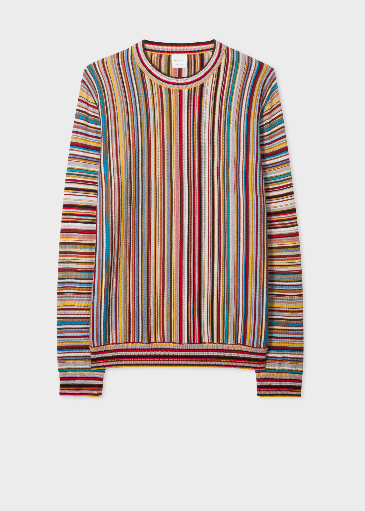 Front view - Men's 'Signature Stripe' Wool Sweater Paul Smith