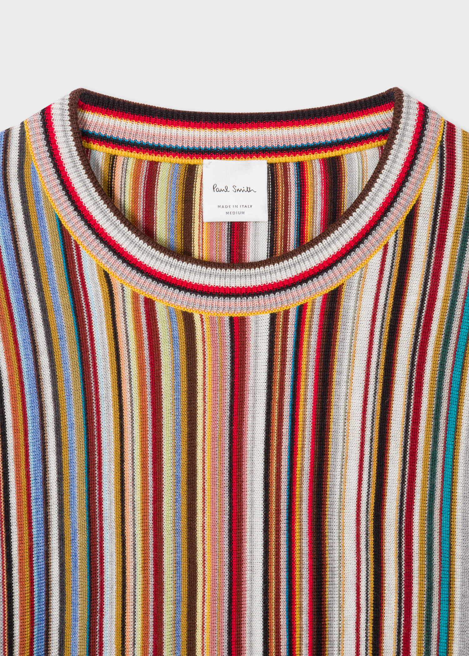 Collar view - Men's 'Signature Stripe' Wool Sweater Paul Smith