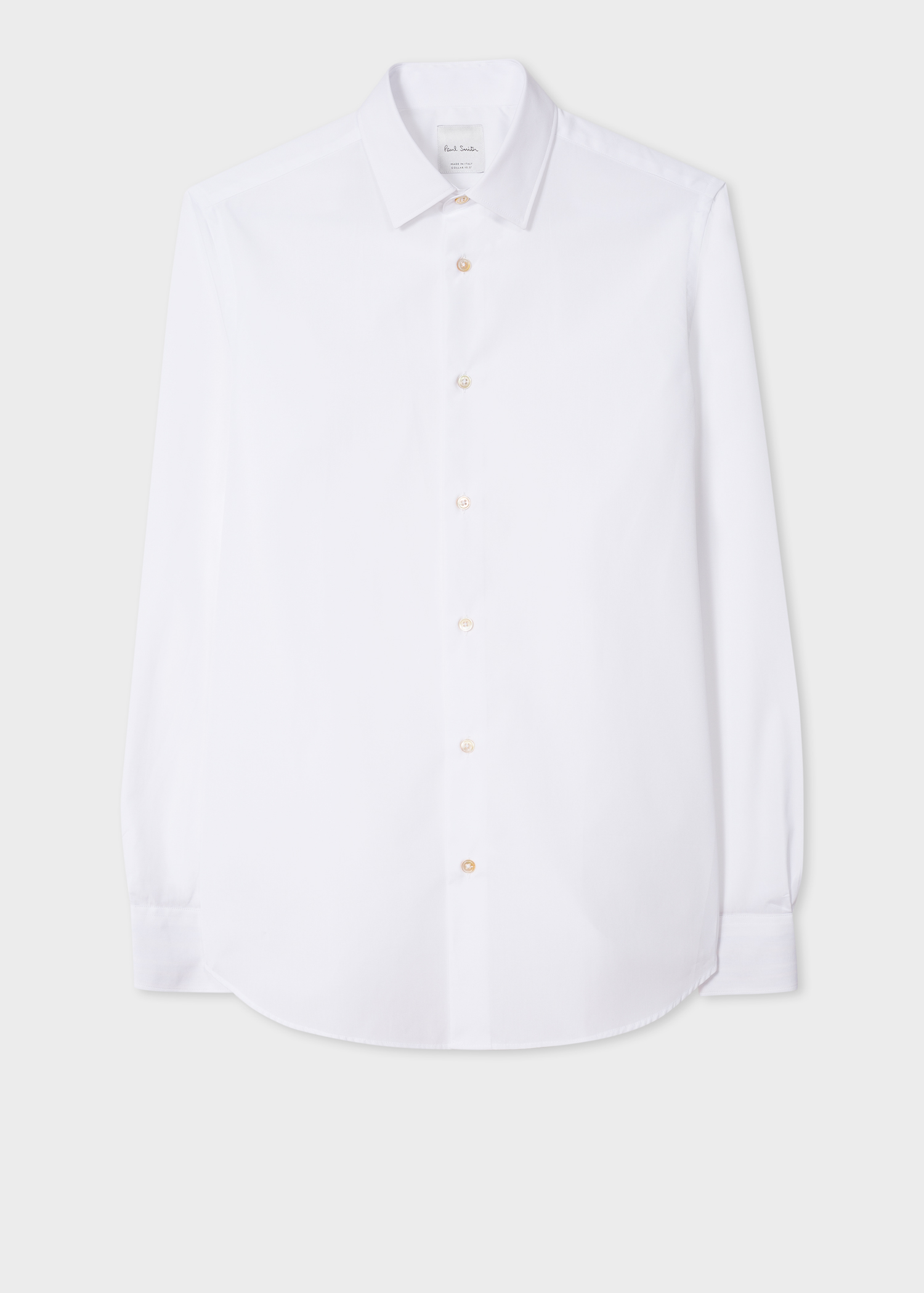 Men's Tailored-Fit White Cotton 'Signature Stripe' Cuff Shirt - Paul Smith