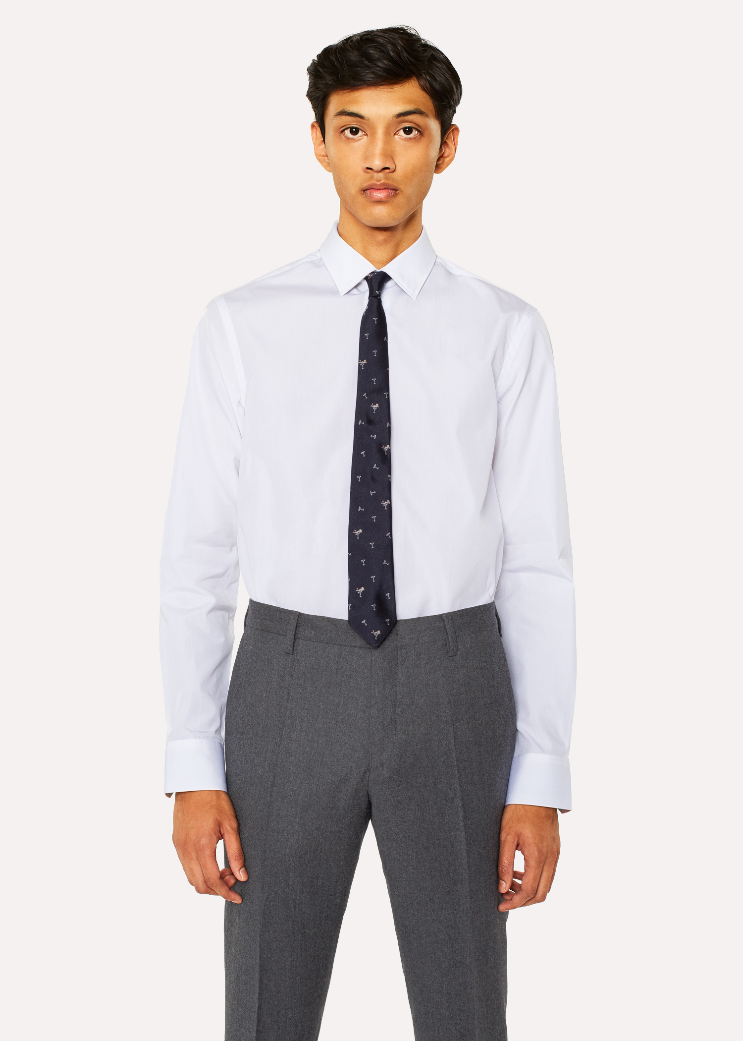 Men's Tailored-Fit White Cotton 'Artist Stripe' Cuff Shirt - Paul Smith US