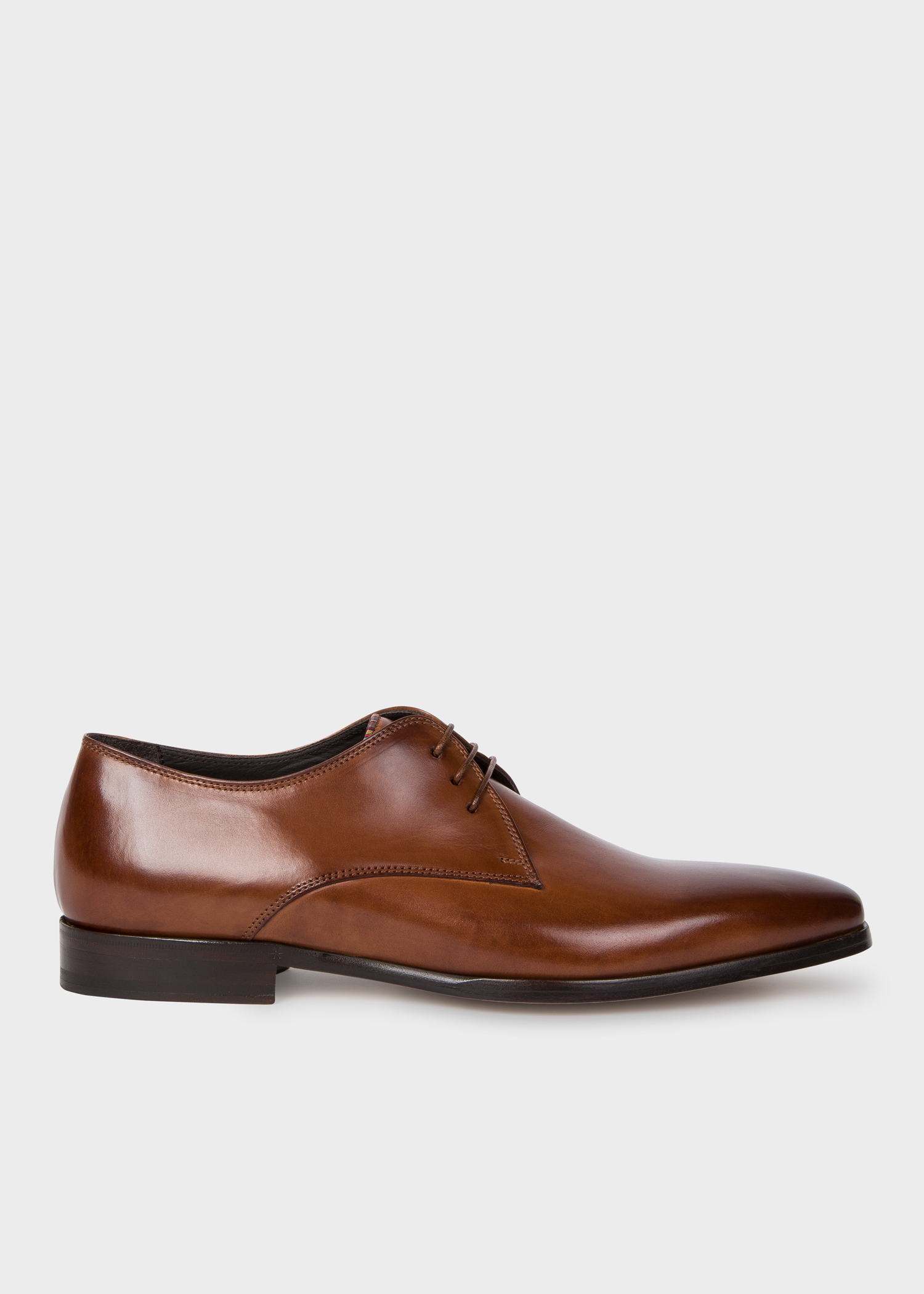 Men's Tan Leather 'Coyle' Derby Shoes With 'Signature Stripe' Details