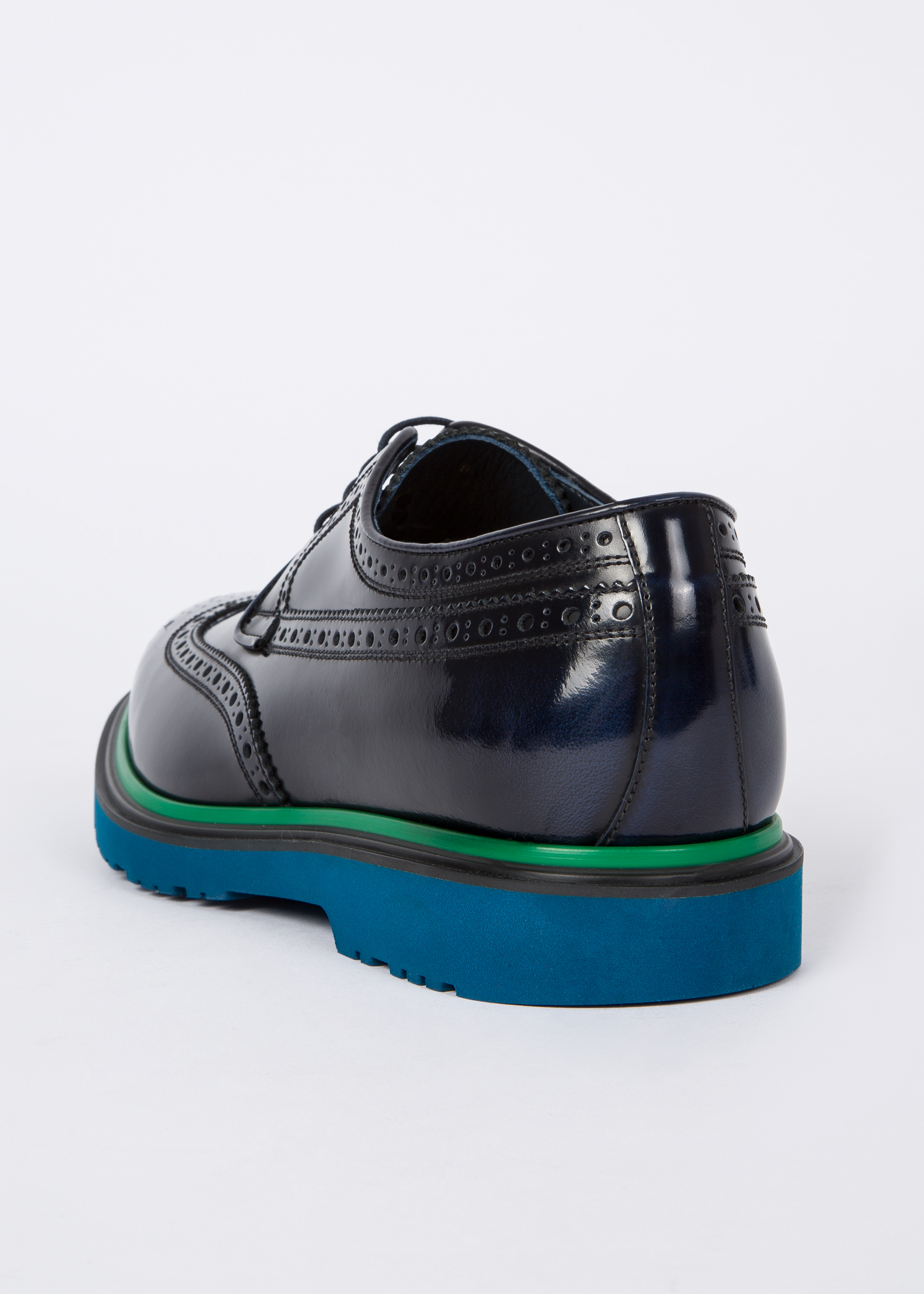 Men's Dark Navy Leather 'Crispin' Brogues With Petrol Soles - Paul Smith US