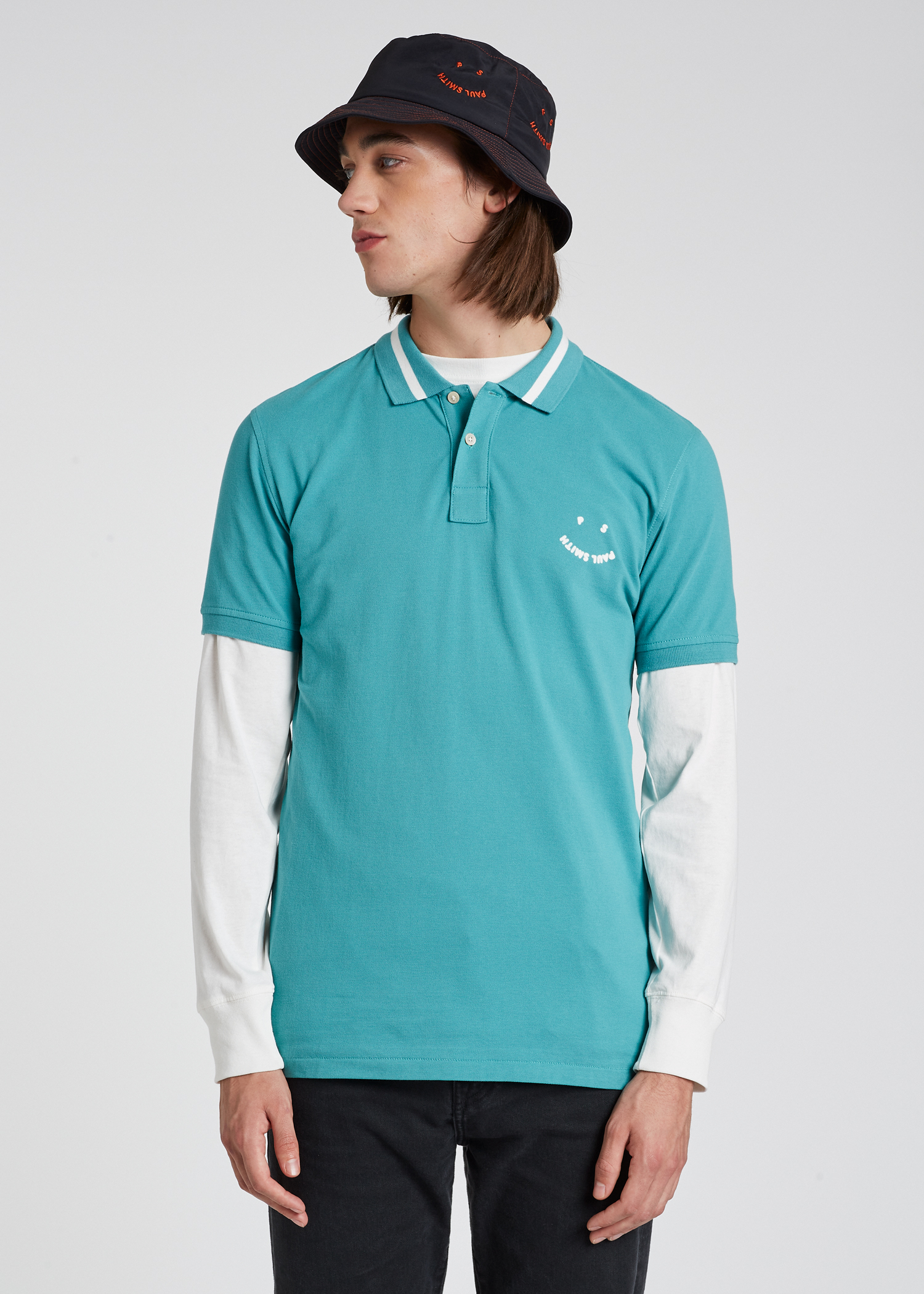 폴 스미스 폴로 셔츠 Paul Smith Slim-Fit Turquoise Happy Polo Shirt