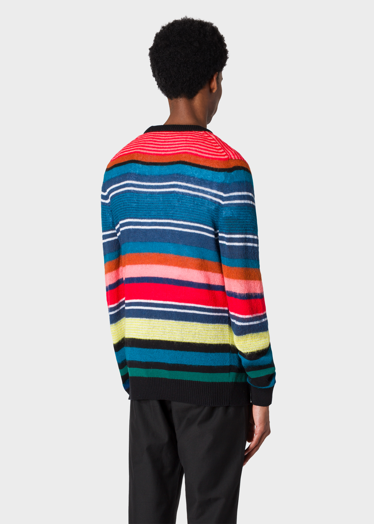 Model back close up - Men's Multi-Colour Striped Wool-Blend Sweater Paul Smith