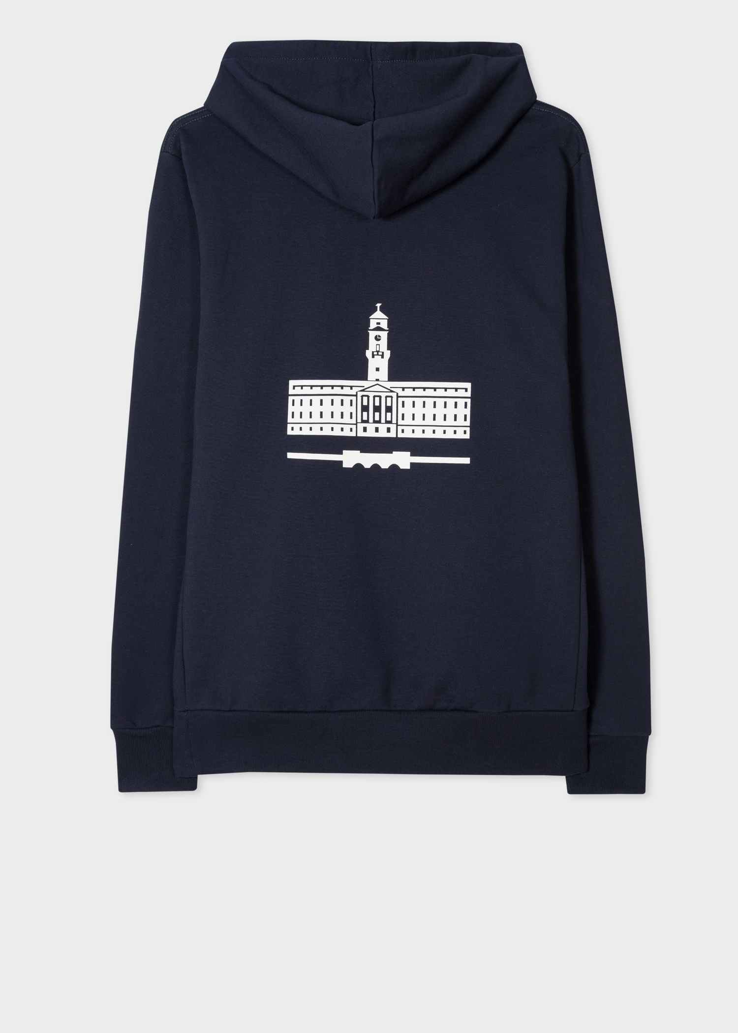Back view - Paul Smith For University Of Nottingham - Navy 'Trent Building' Print Hoodie Paul Smith