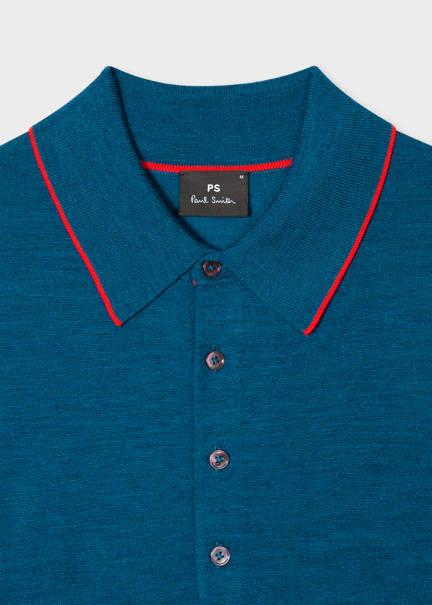 Detail view - Men's Blue Marl Merino Wool Polo Shirt Paul Smith