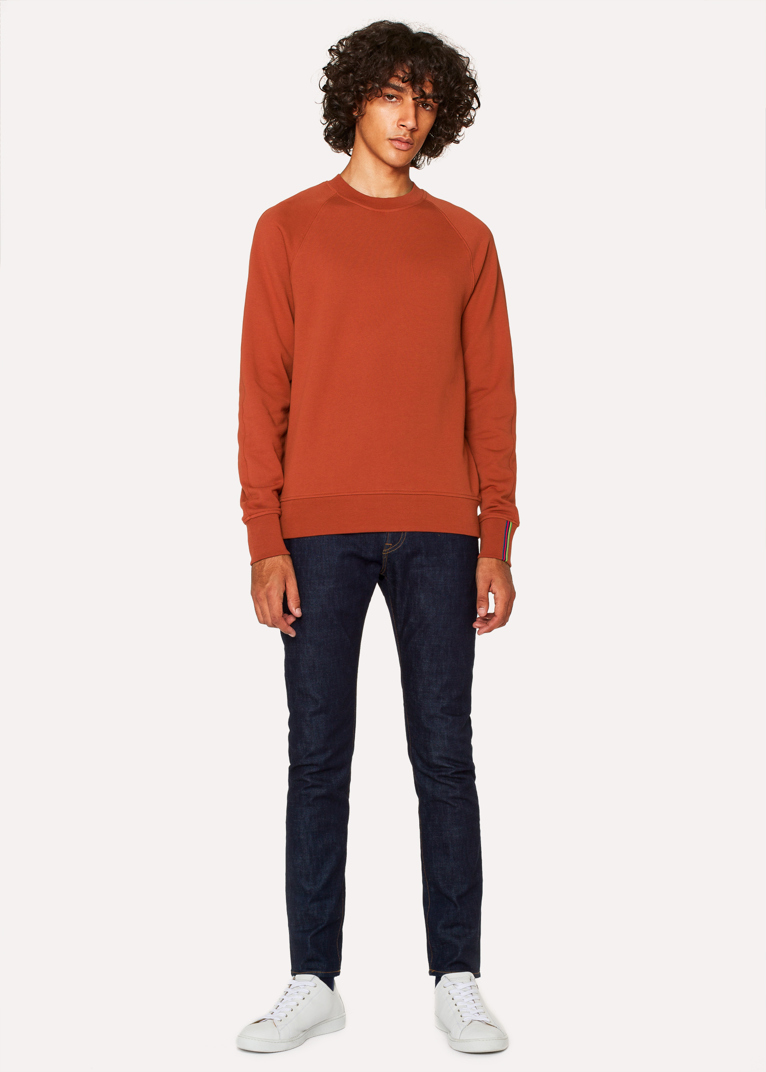 Men's Burnt Orange Cotton Raglan Sweatshirt - Paul Smith