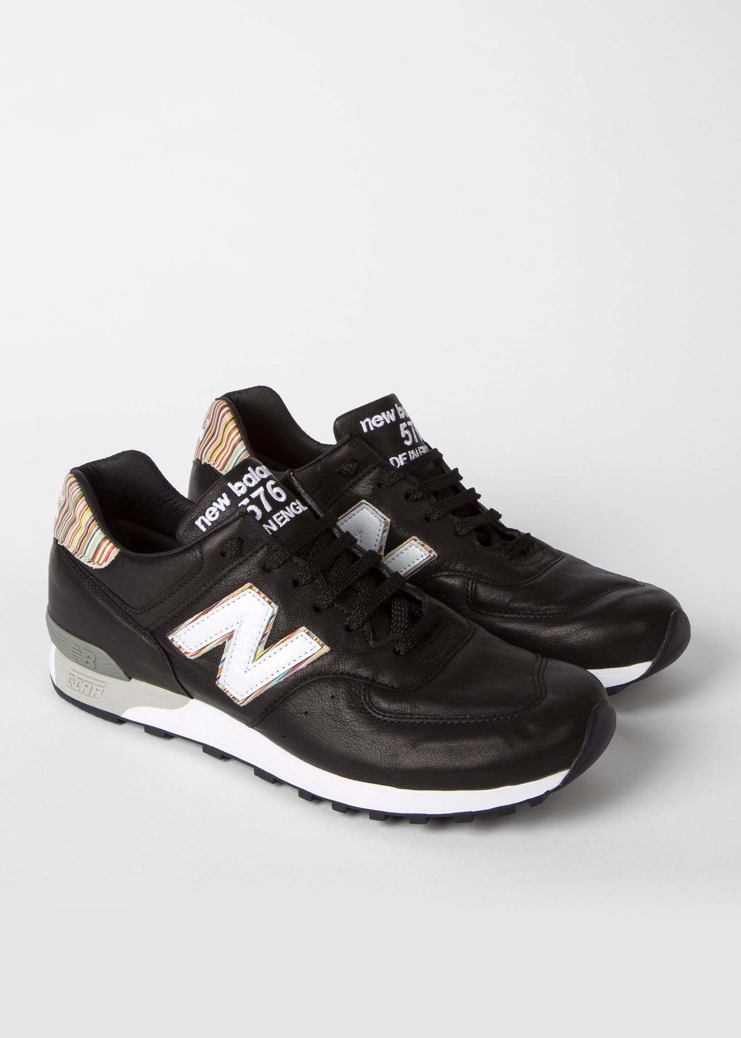 New Balance + Paul Smith - Men's Black Leather 576 Trainers - Paul Smith