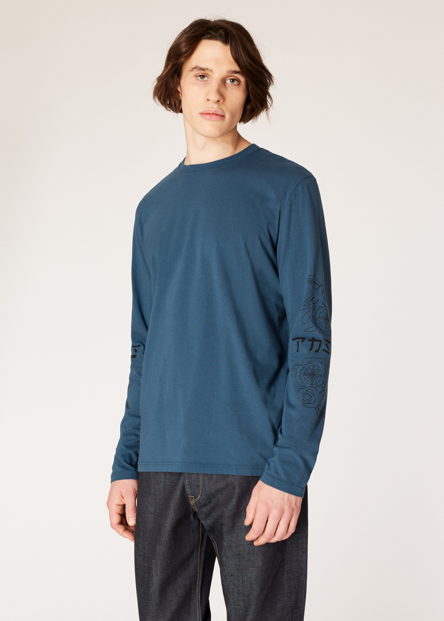 Download Men's Slate Blue Long-Sleeve Red Ear T-Shirt With ...