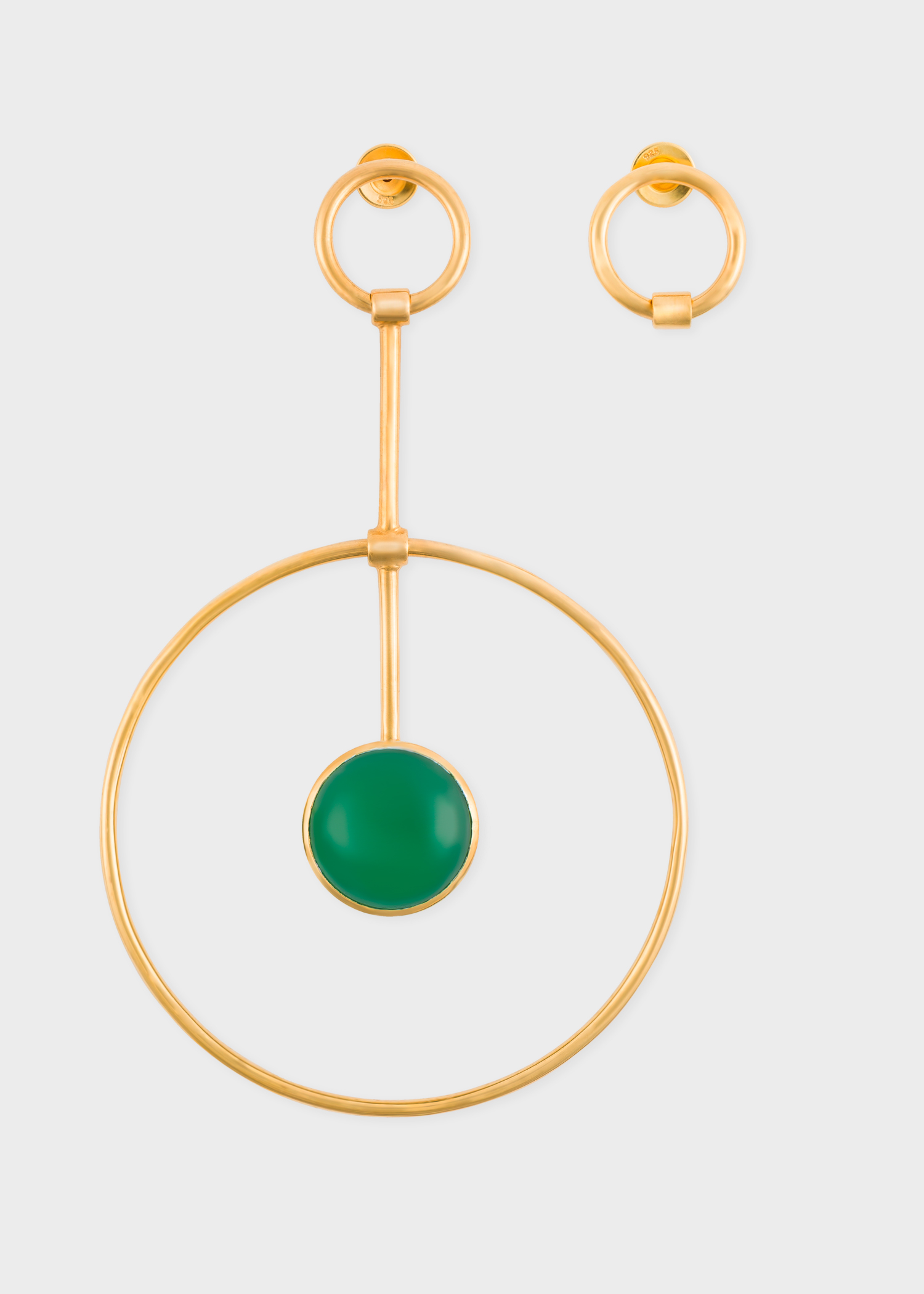 Paul Smith X Rachel Entwistle Gold Pendulum Loop Earrings With Paul Smith X Rachel Entwistle Gold Pendulum Loop Earrings With Green Onyx Stone