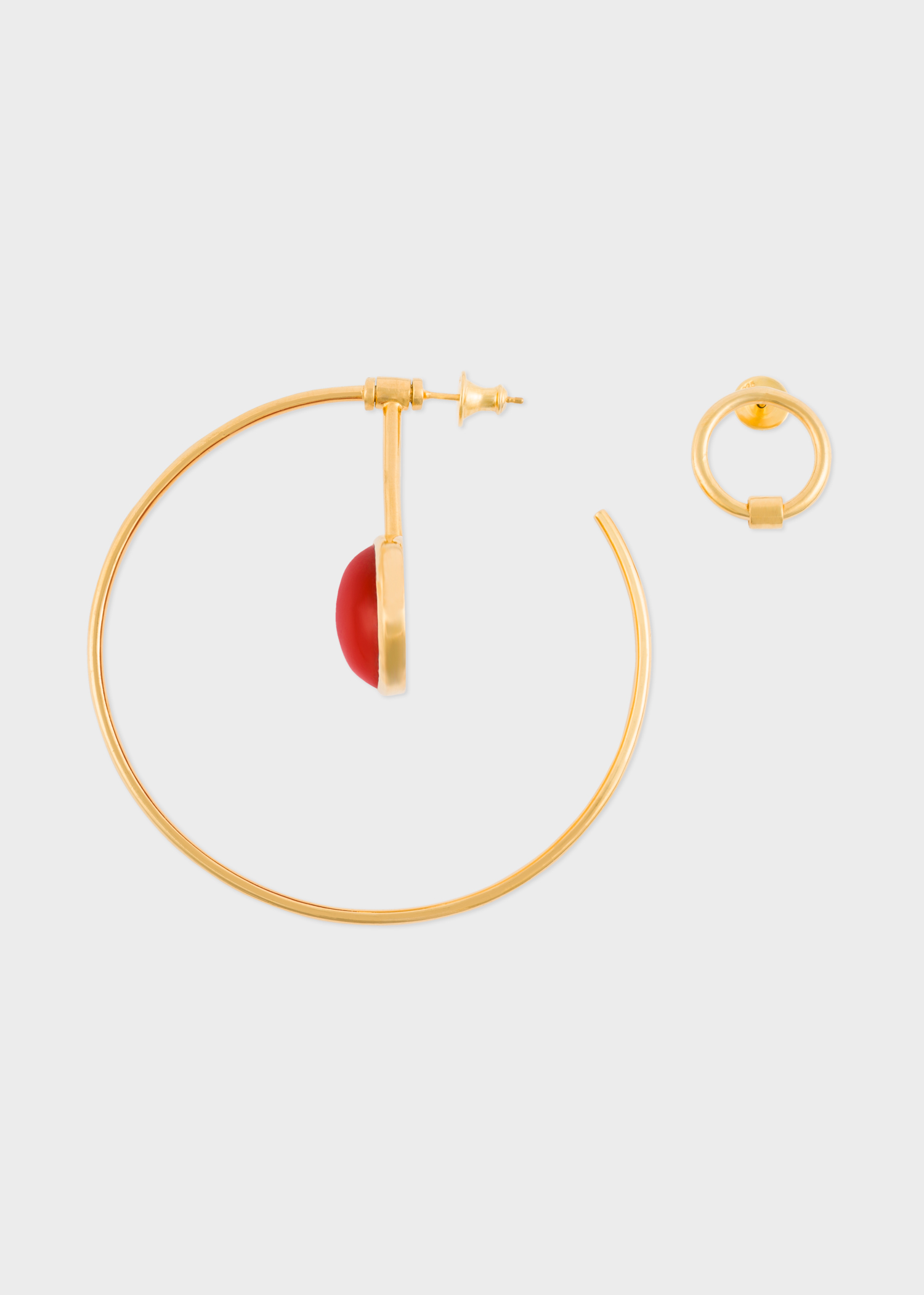 Paul Smith X Rachel Entwistle Gold Pendulum Hoop Earrings With Paul Smith X Rachel Entwistle Gold Pendulum Hoop Earrings With Red C Stone