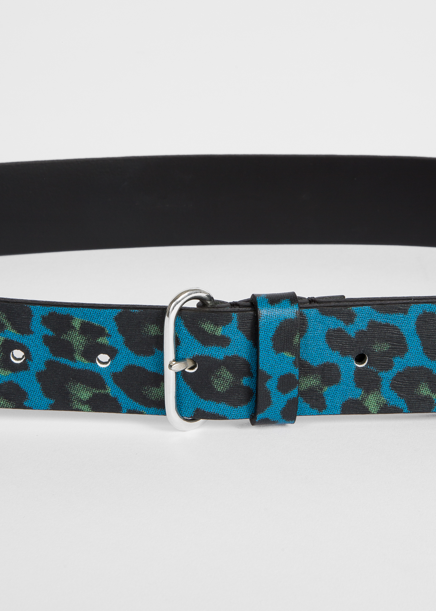 Front View - Women's Blue 'Leopard' Print Leather Belt Paul Smith