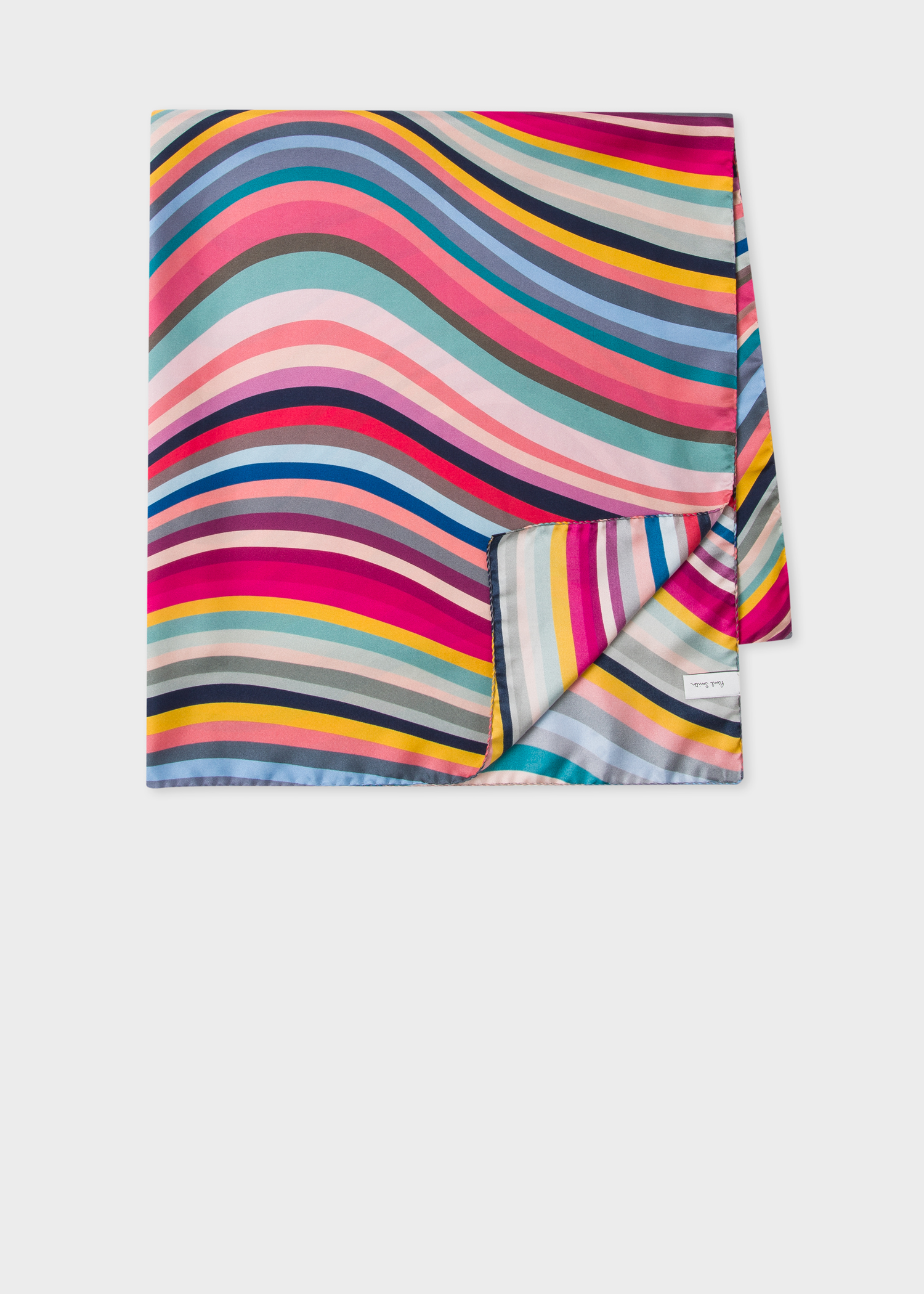 Front view- Women's Multi-Colour 'Swirl' Silk Square Scarf by Paul Smith