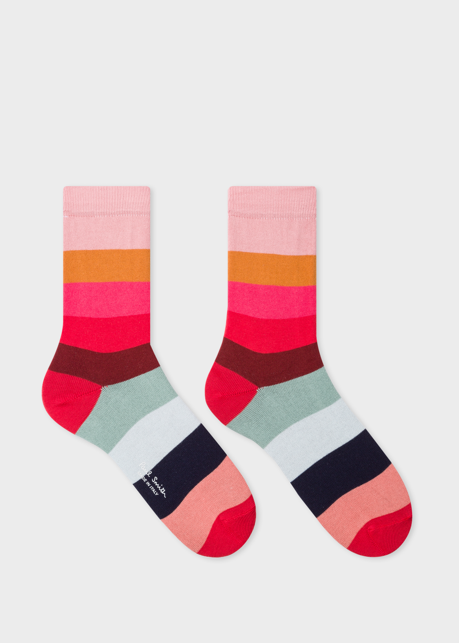 Third pair view - Women's Pink Mixed Stripe Socks Three Pack Paul Smith
