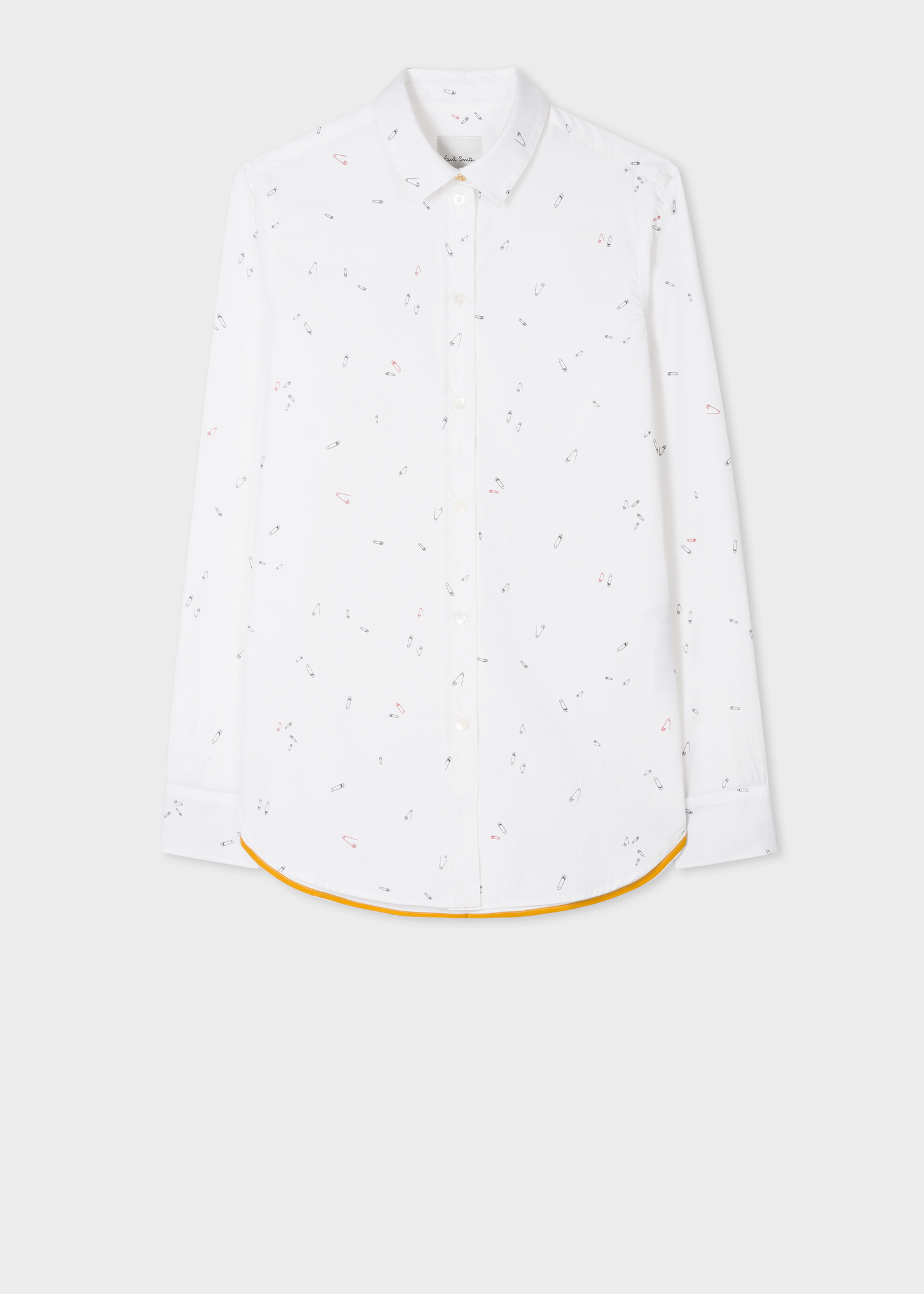 Front view - Women's Slim-Fit White 'Safety Pins' Print Cotton Shirt Paul Smith