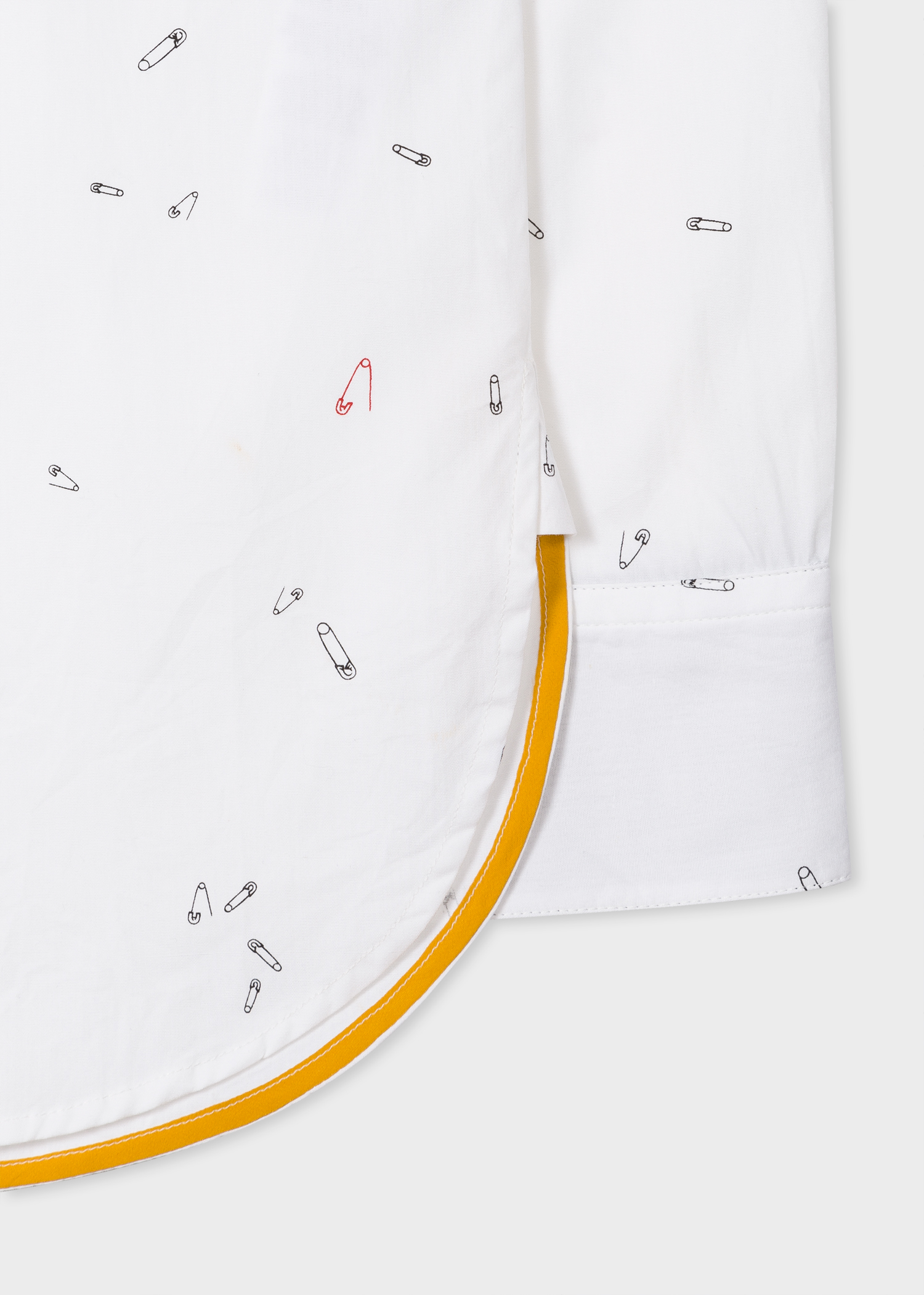 Hem view - Women's Slim-Fit White 'Safety Pins' Print Cotton Shirt Paul Smith