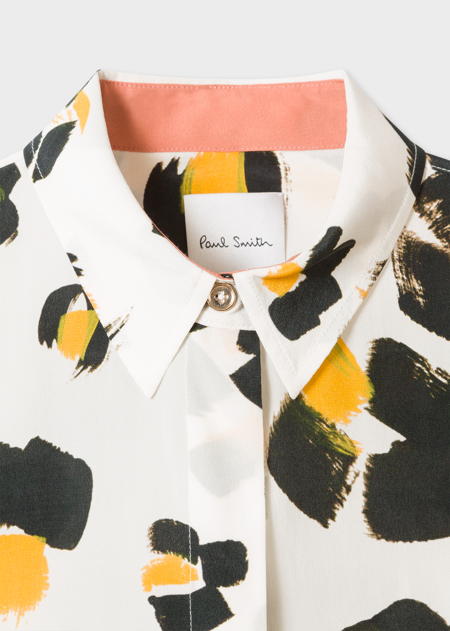 Collar detail - Women's 'Painted Leopard' Print Silk Shirt Paul Smith