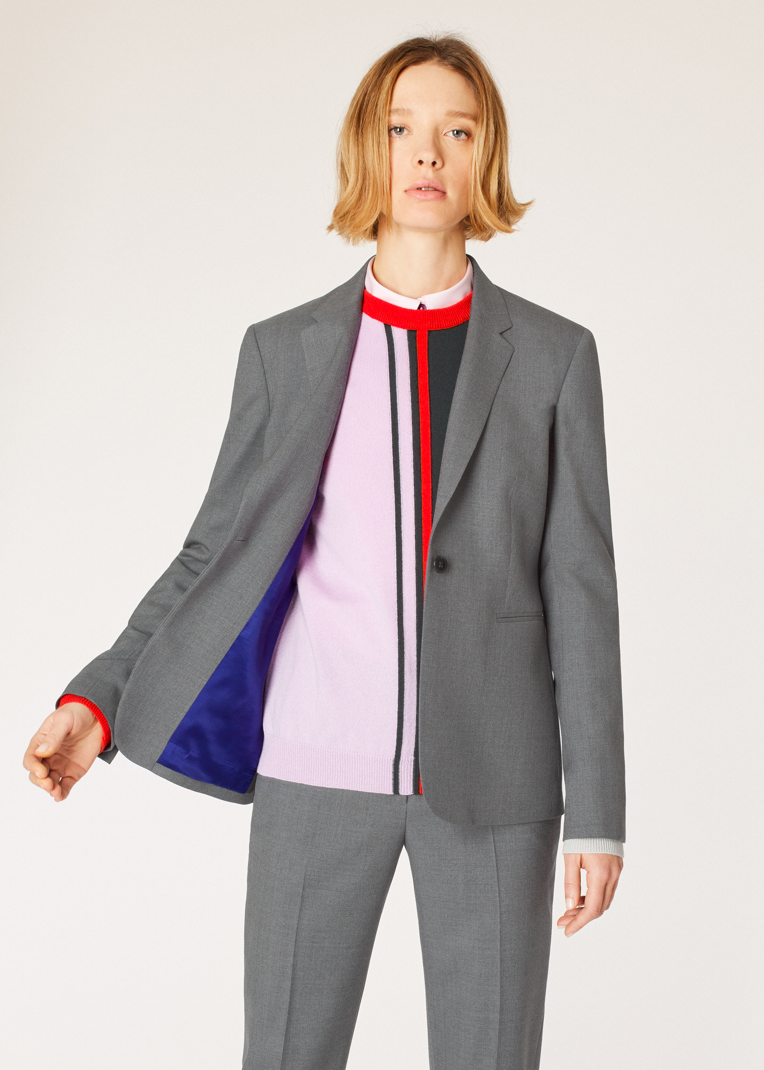 Grey marl single button boyfriend jacket