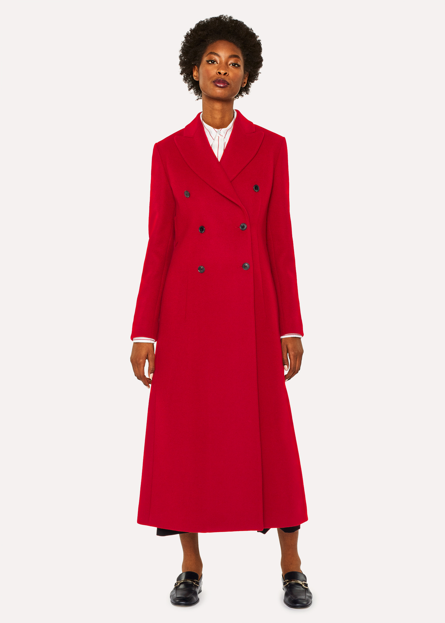 Rouge Manteau Femme Paul Long Laine Croisé Smith En Mélangée wgF4t