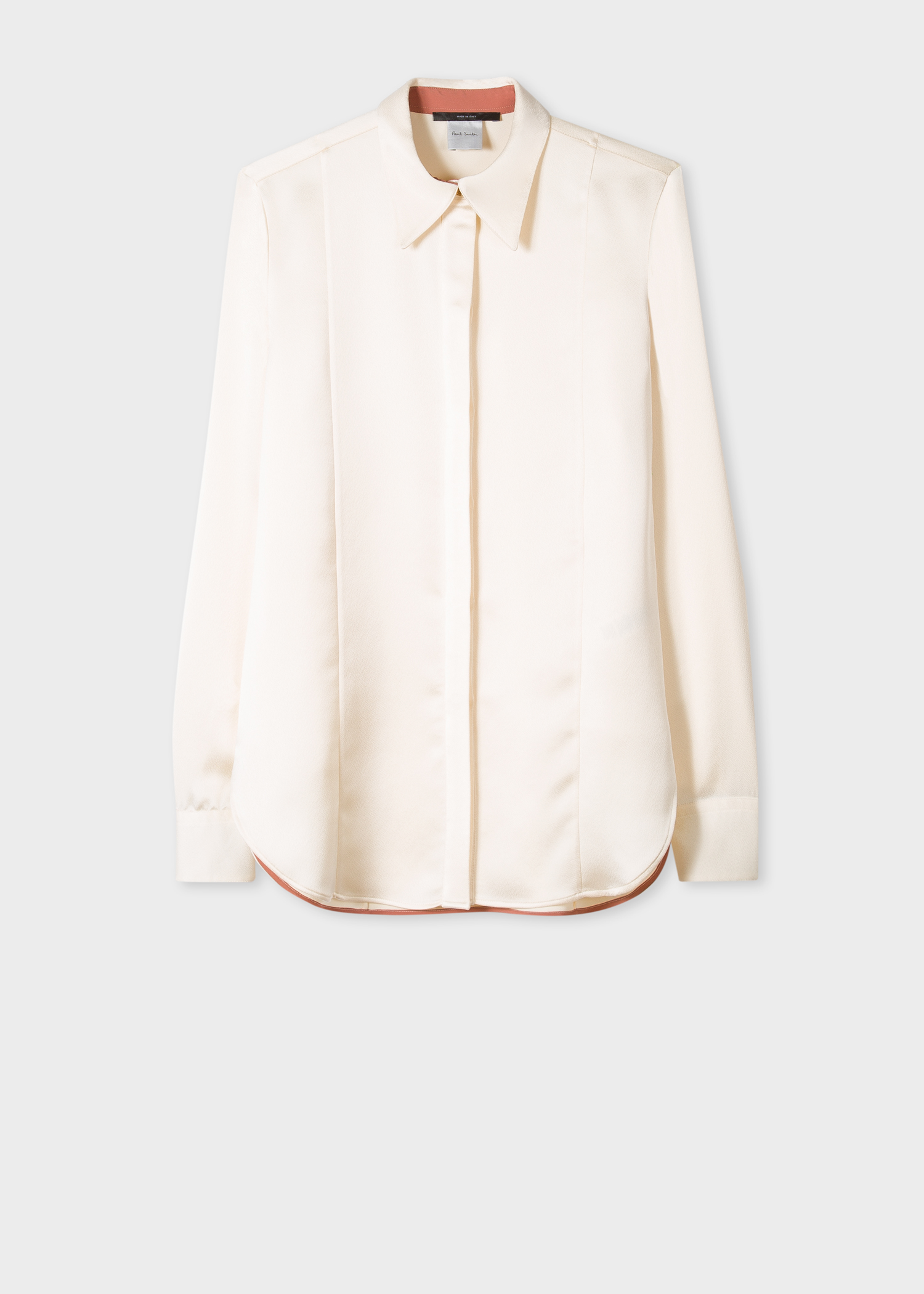 Front view - Women's Cream Satin Shirt With Contrast Details Paul Smith
