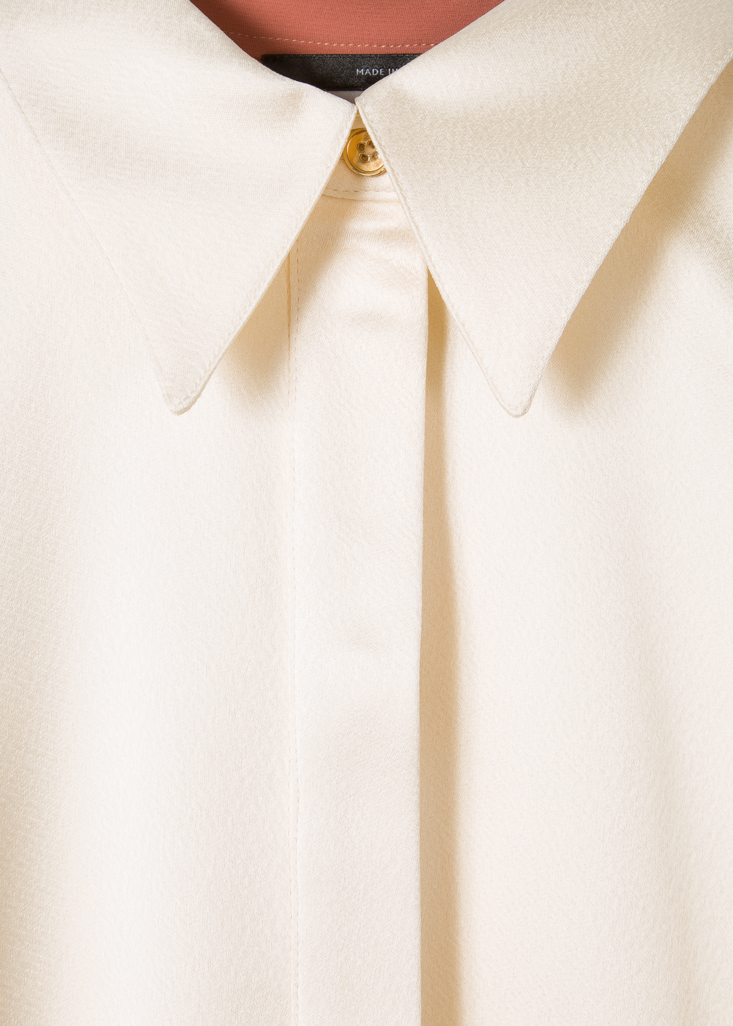 Collar view - Women's Cream Satin Shirt With Contrast Details Paul Smith