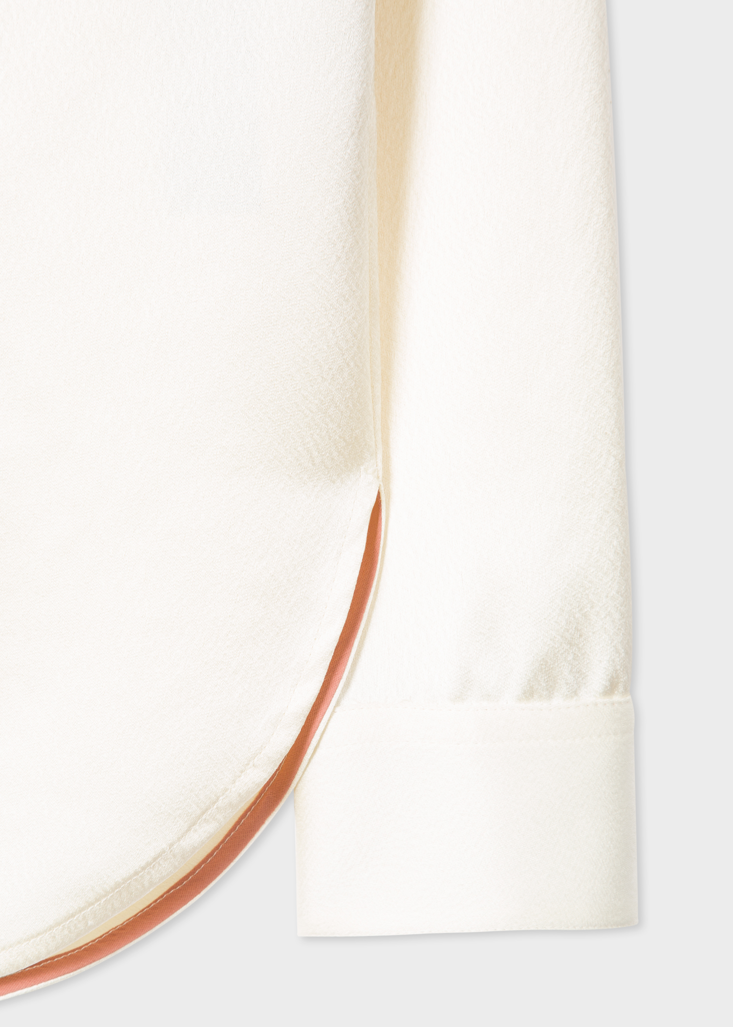 Side View - Women's Cream Satin Panelled Tuxedo Shirt Paul Smith