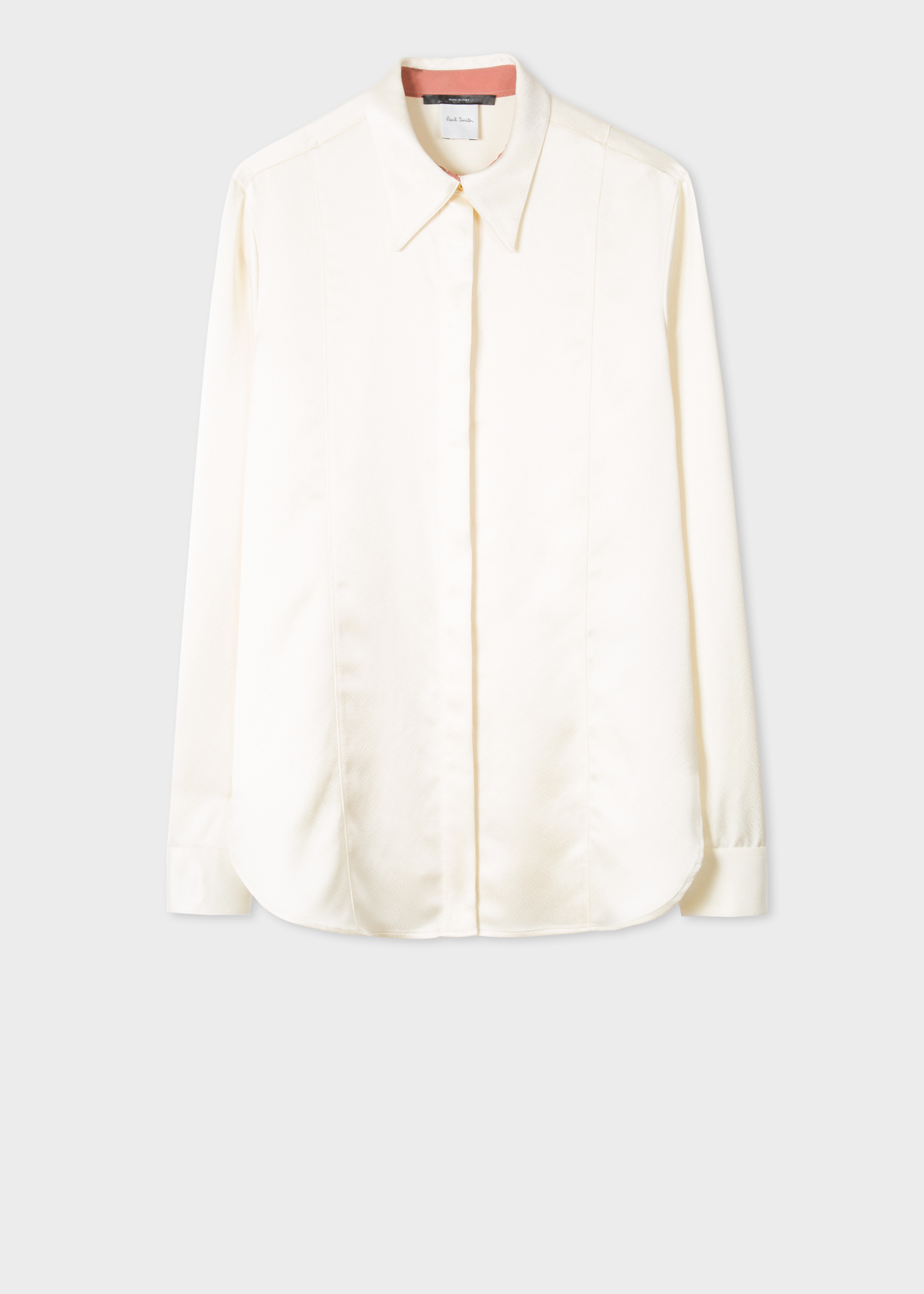 Front View - Women's Cream Satin Panelled Tuxedo Shirt Paul Smith