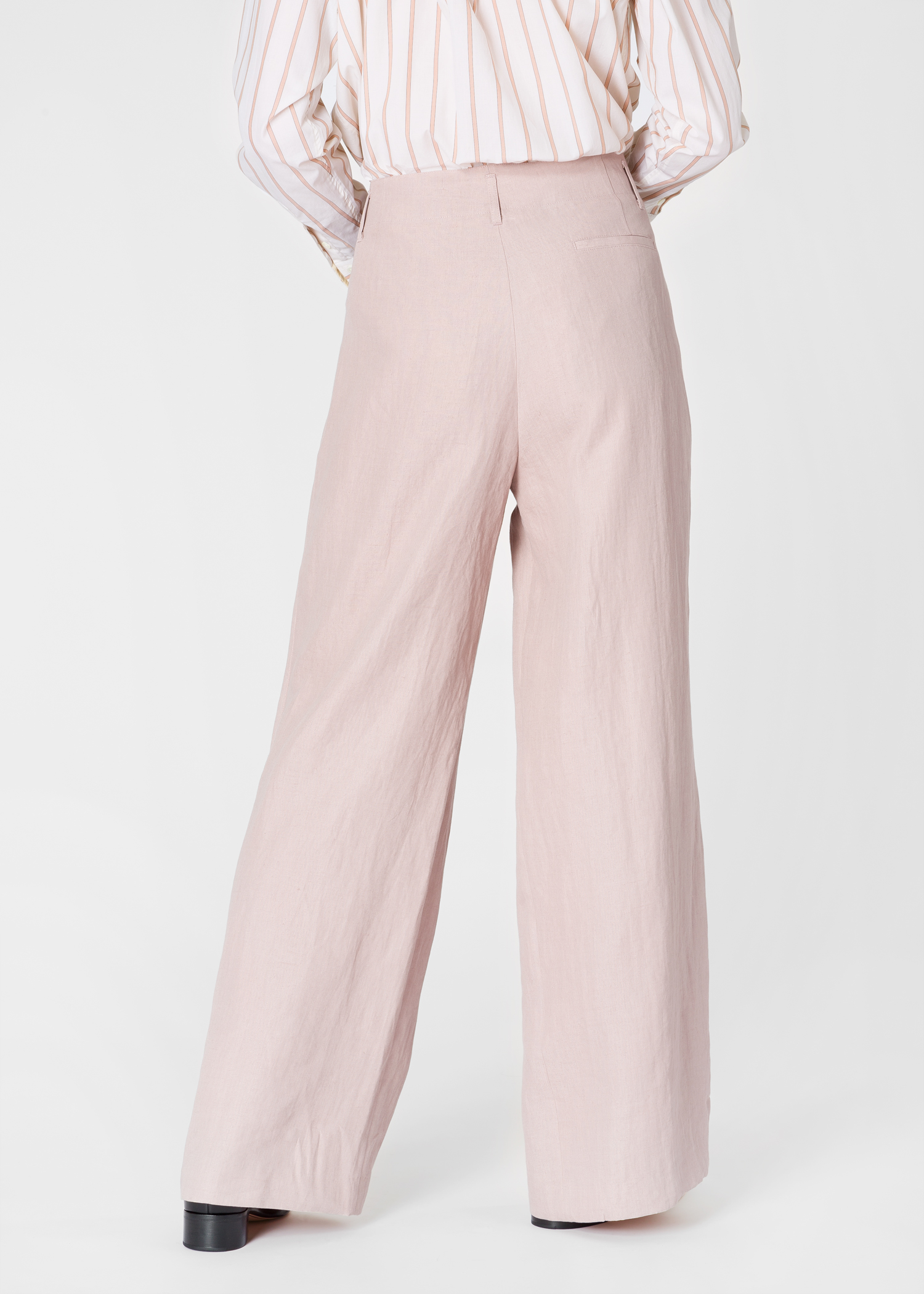 Women S Dusky Pink Linen Relaxed Wide Leg Pants