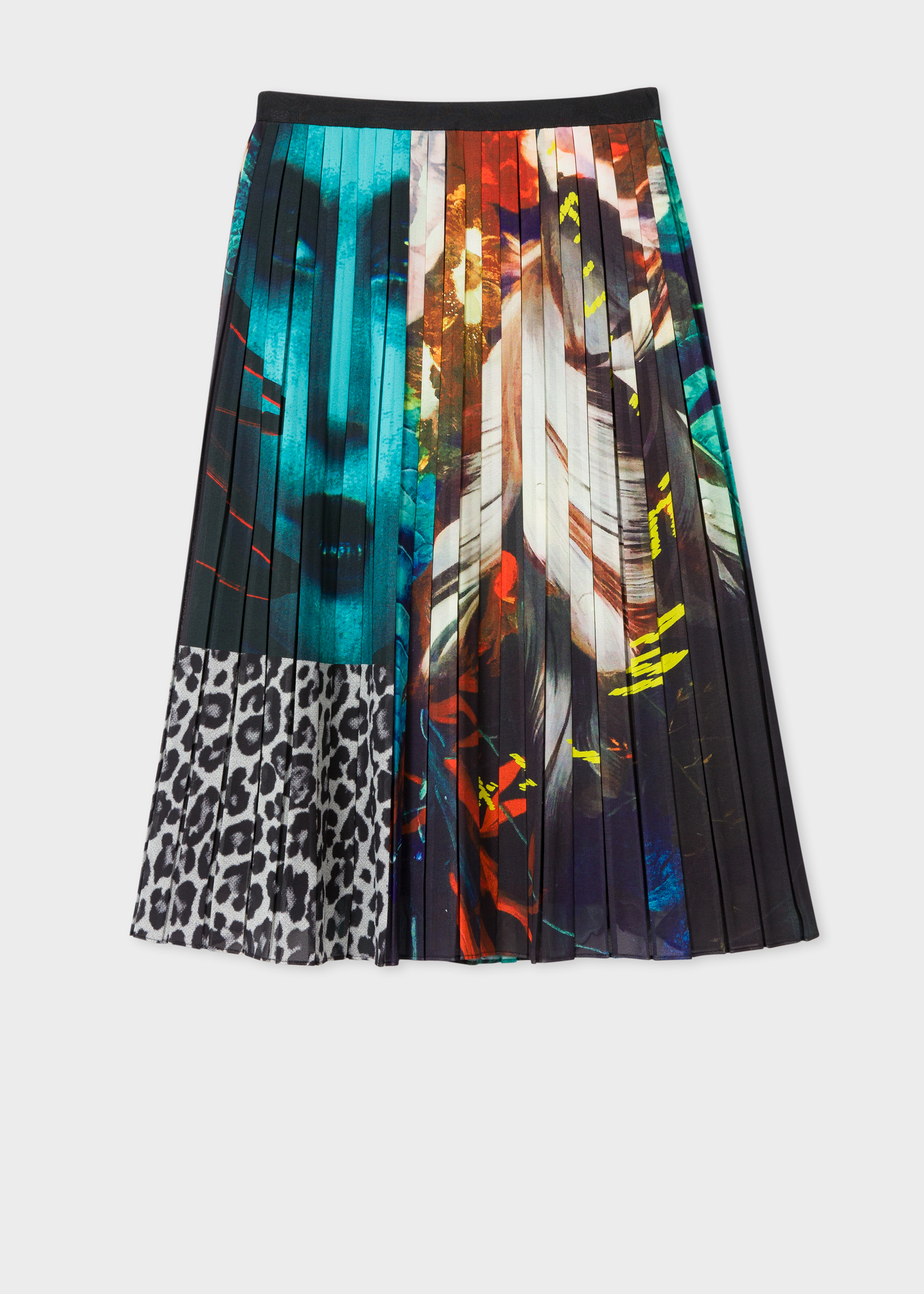 Front view - Women's Patchwork 'New Masters' Print Pleated Midi Skirt Paul Smith