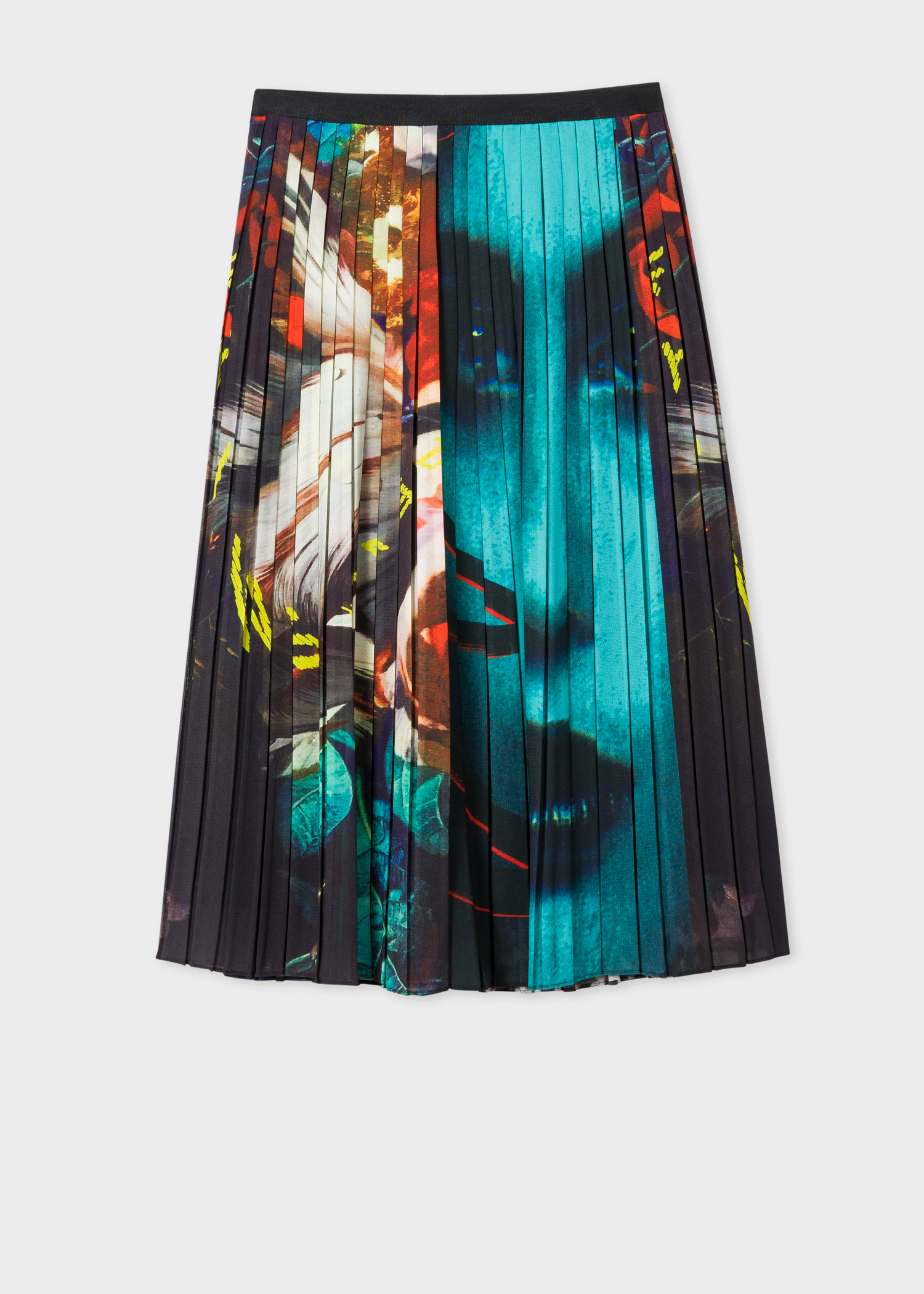 Back view - Women's Patchwork 'New Masters' Print Pleated Midi Skirt Paul Smith