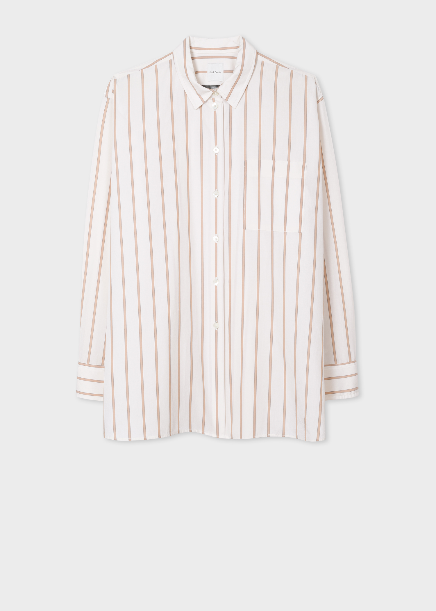 Front view - Women's Cream And Beige Stripe Cotton Shirt Paul Smith