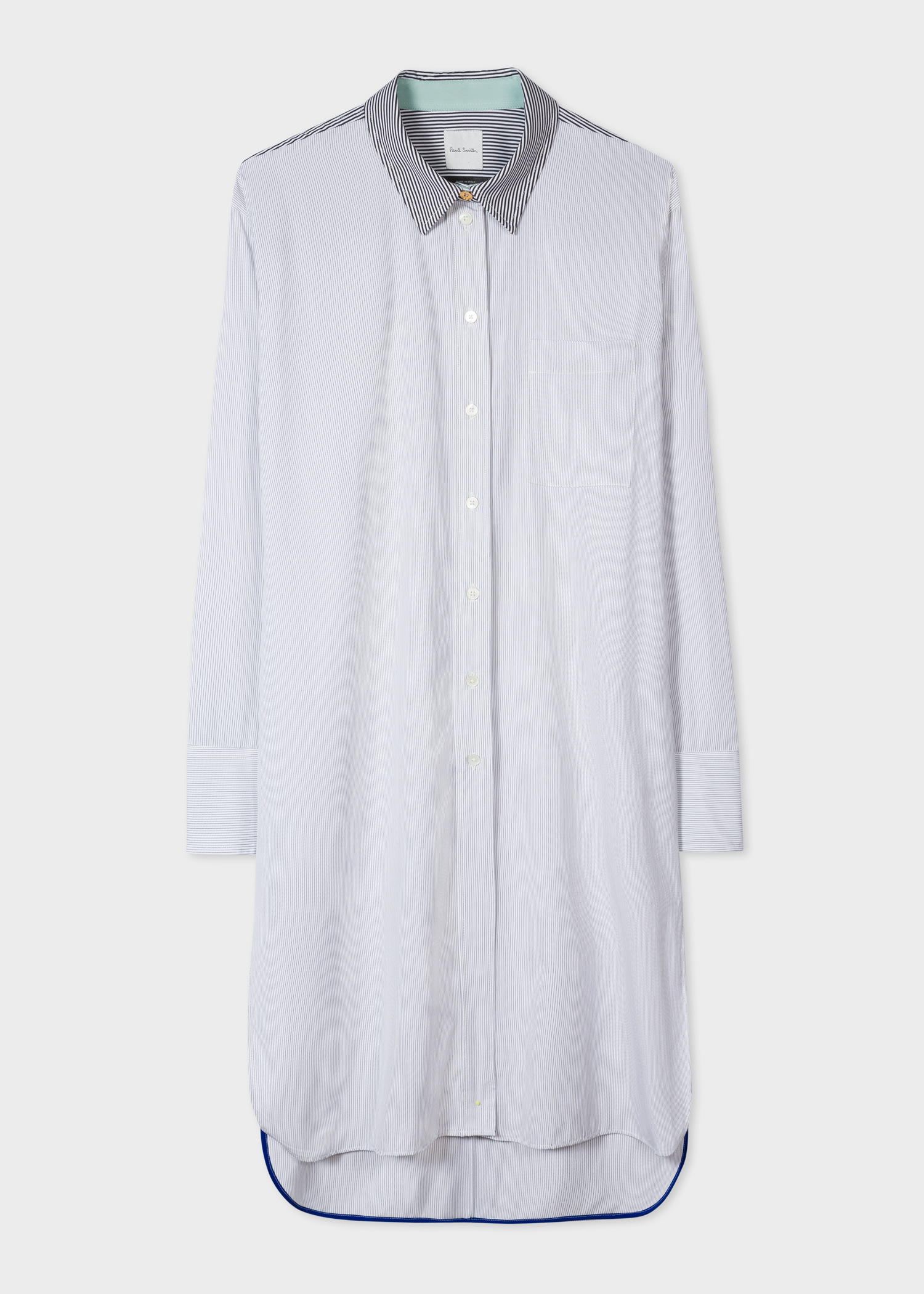 Front view - Women's Black And White Thin Stripe Long Cotton Shirt Paul Smith