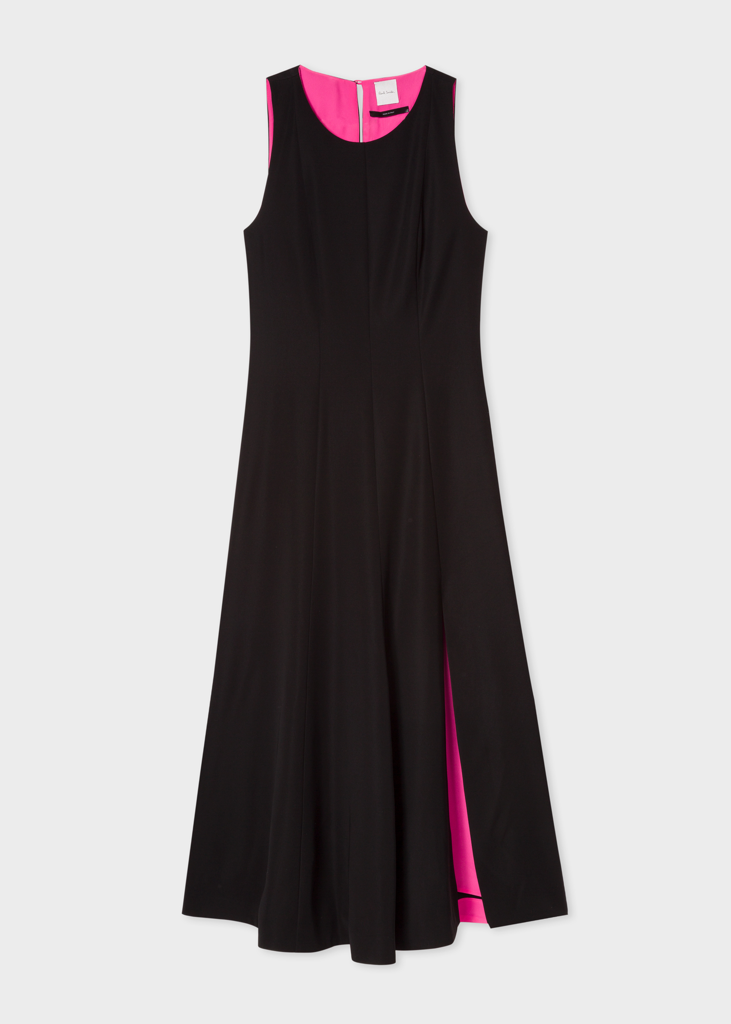 Front view - Women's Black Sleeveless Silk-Blend Maxi Dress With Front Split Paul Smith