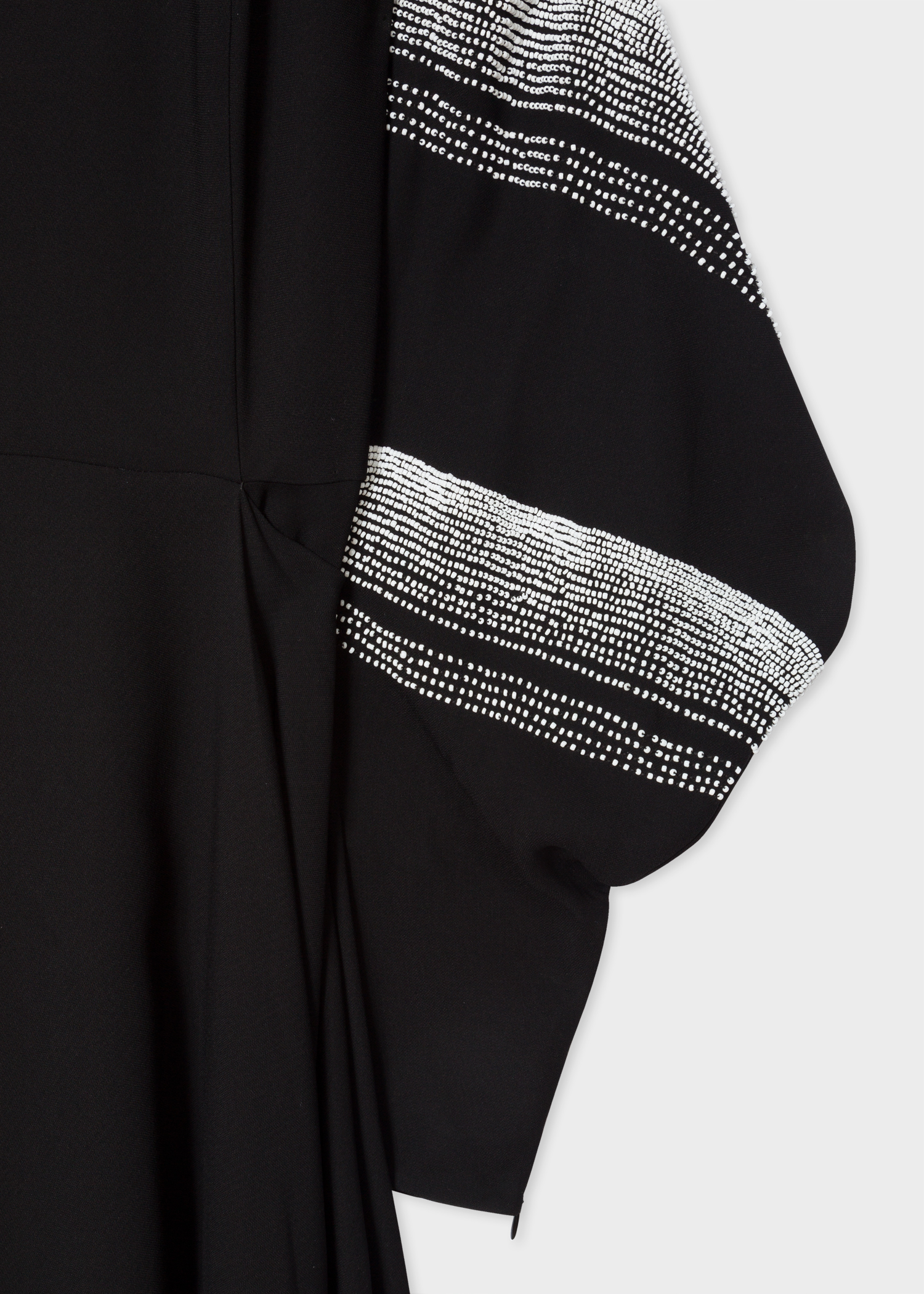 Sleeve detail - Women's Black Long-Sleeve Maxi Dress With Bugle Beaded Sleeves Paul Smith