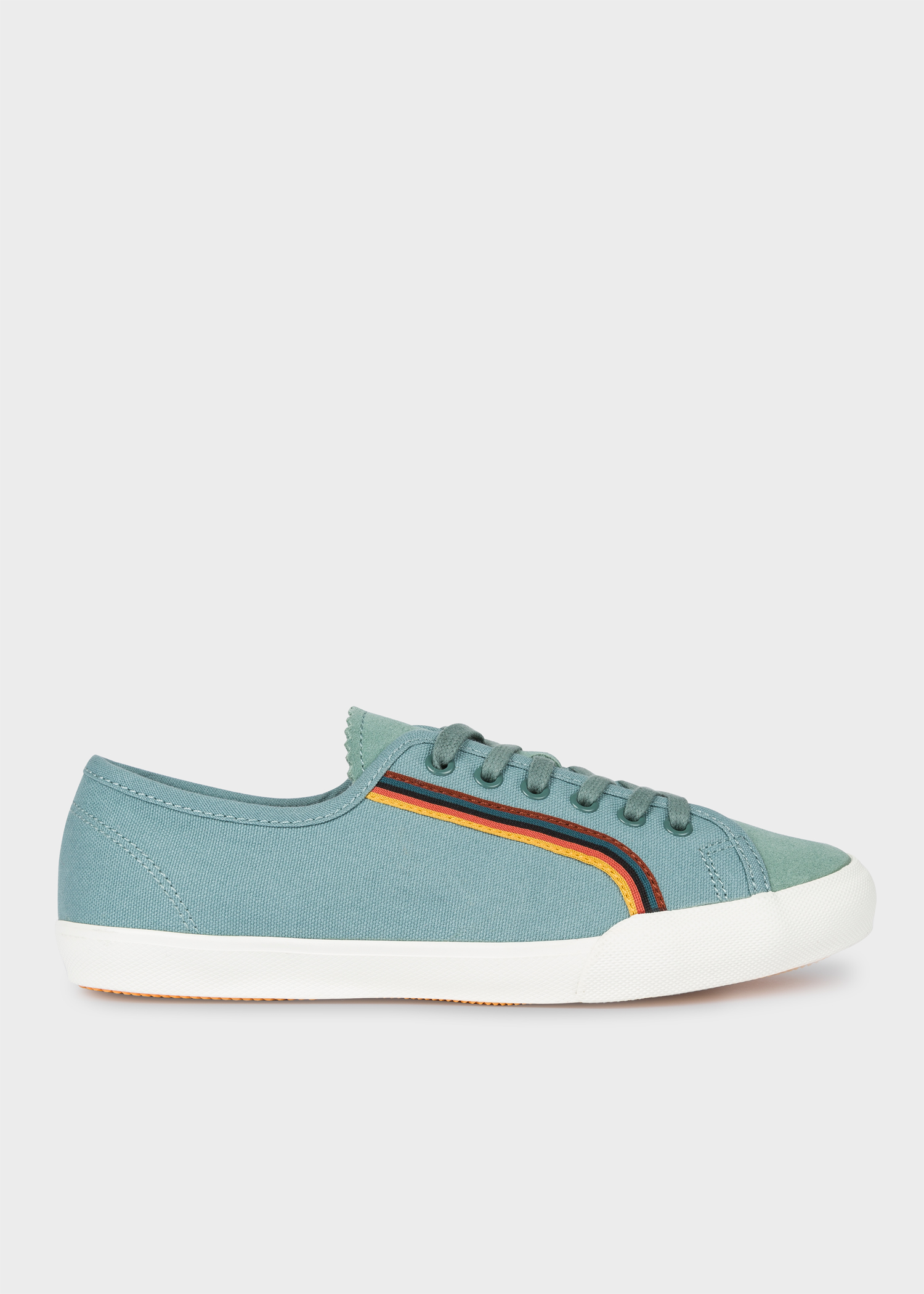Women's Turquoise Canvas 'Nelson' Sneakers 'Bright Stripe' Trim