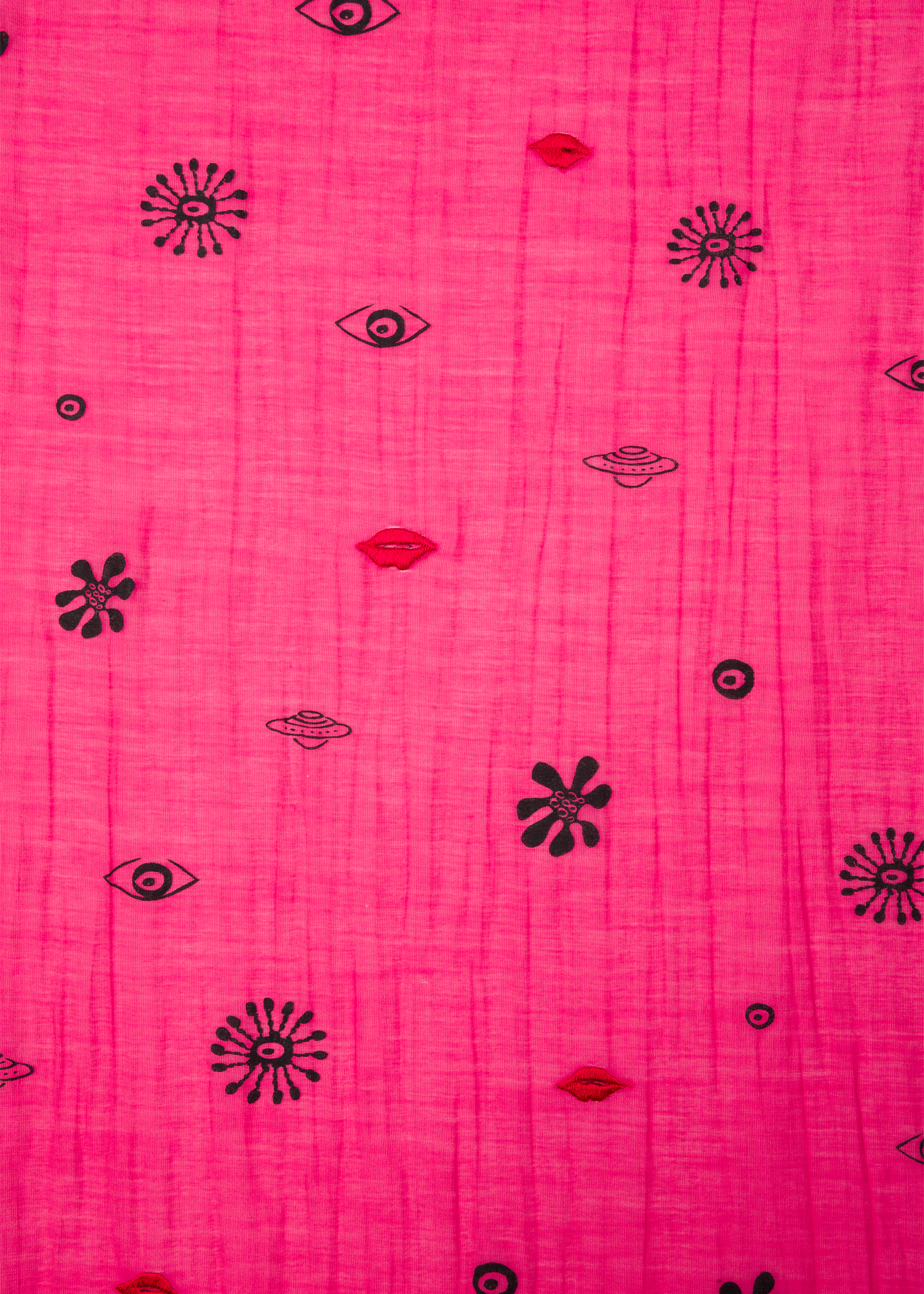 Flat view - Women's Fuchsia Embroidered 'Galaxy' Cotton And Silk-Blend Scarf Paul Smith