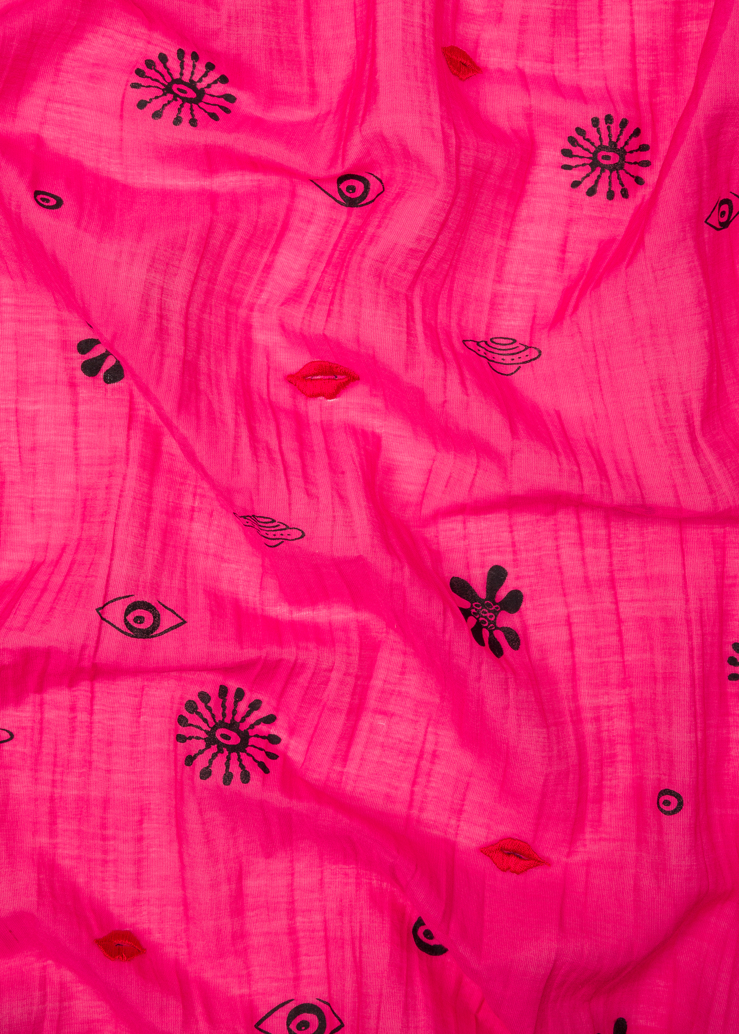 Creased view - Women's Fuchsia Embroidered 'Galaxy' Cotton And Silk-Blend Scarf Paul Smith