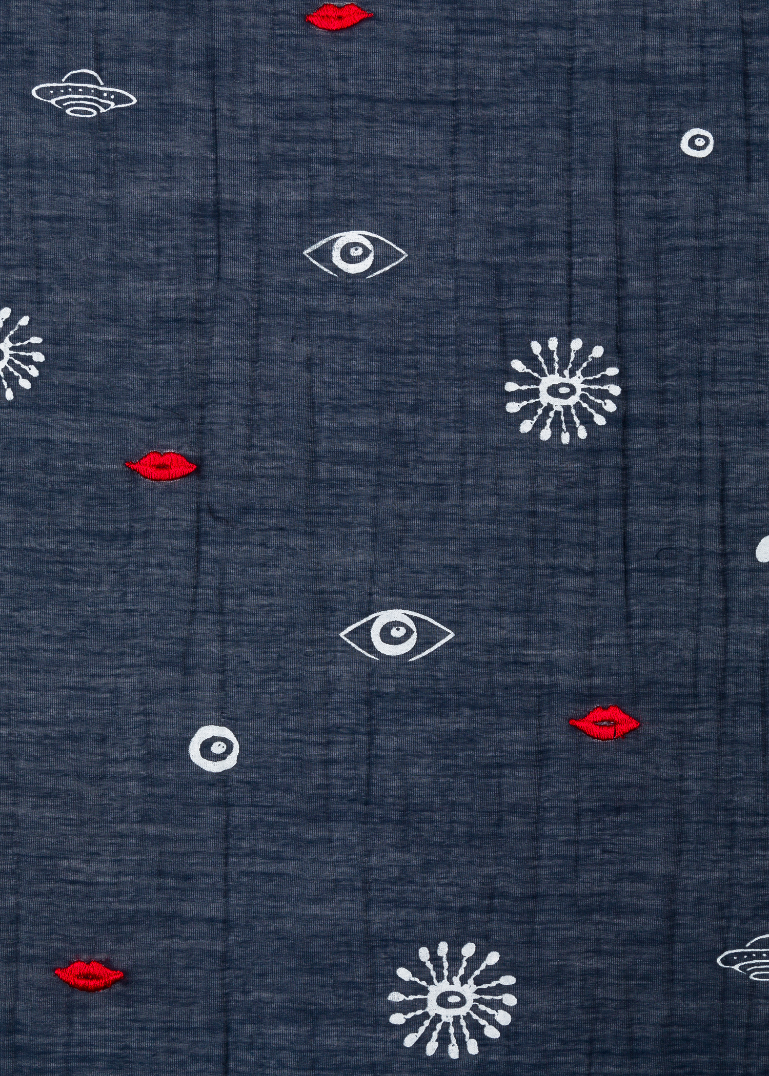 Detail view - Women's Navy Embroidered 'Galaxy' Cotton And Silk-Blend Scarf Paul Smith