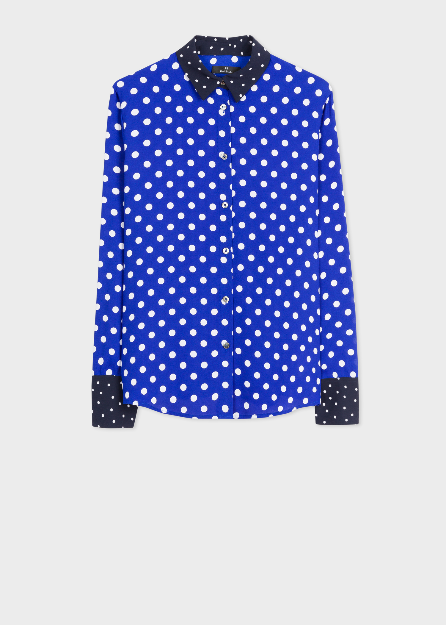 Women's Blue And White Polka Dot Shirt With Contrast Details - Paul ...