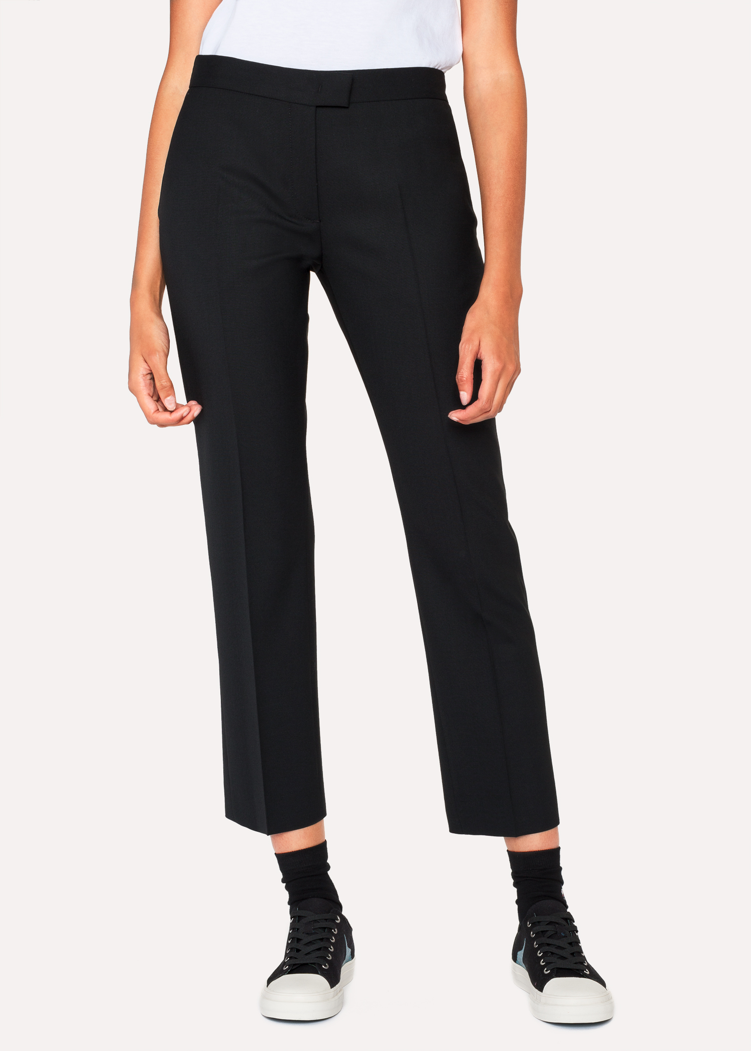 Women's Slim-Fit Black Wool-Hopsack Trousers - Paul Smith