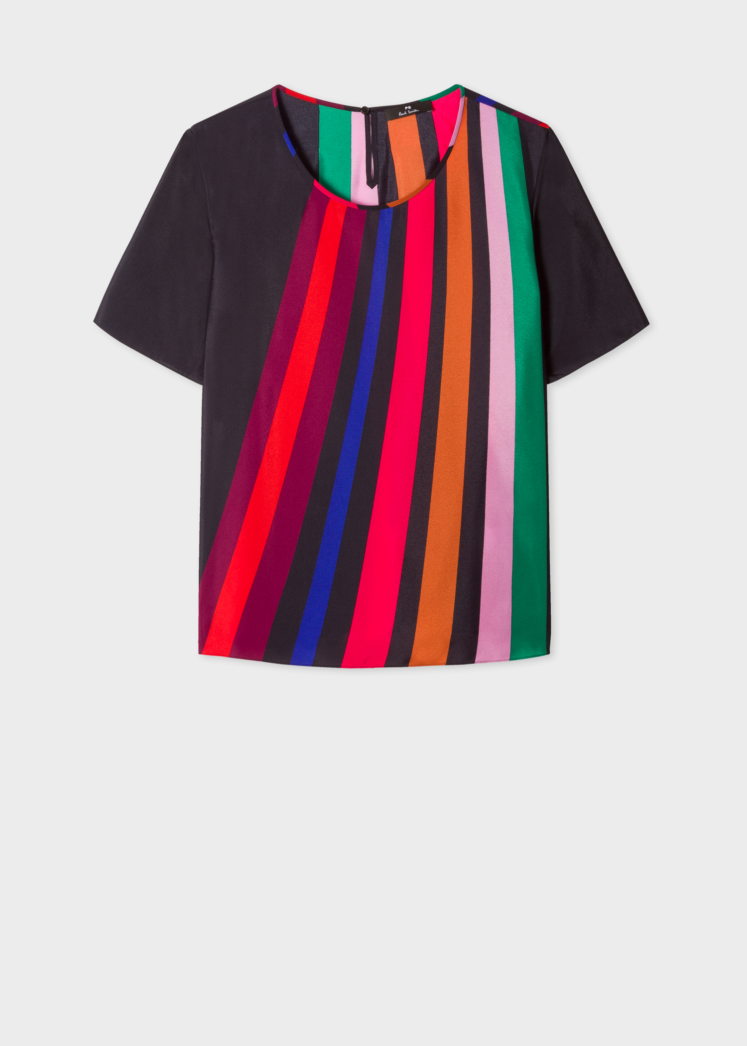 Front view - Women's Black 'Live Faster Stripe' Top Paul Smith
