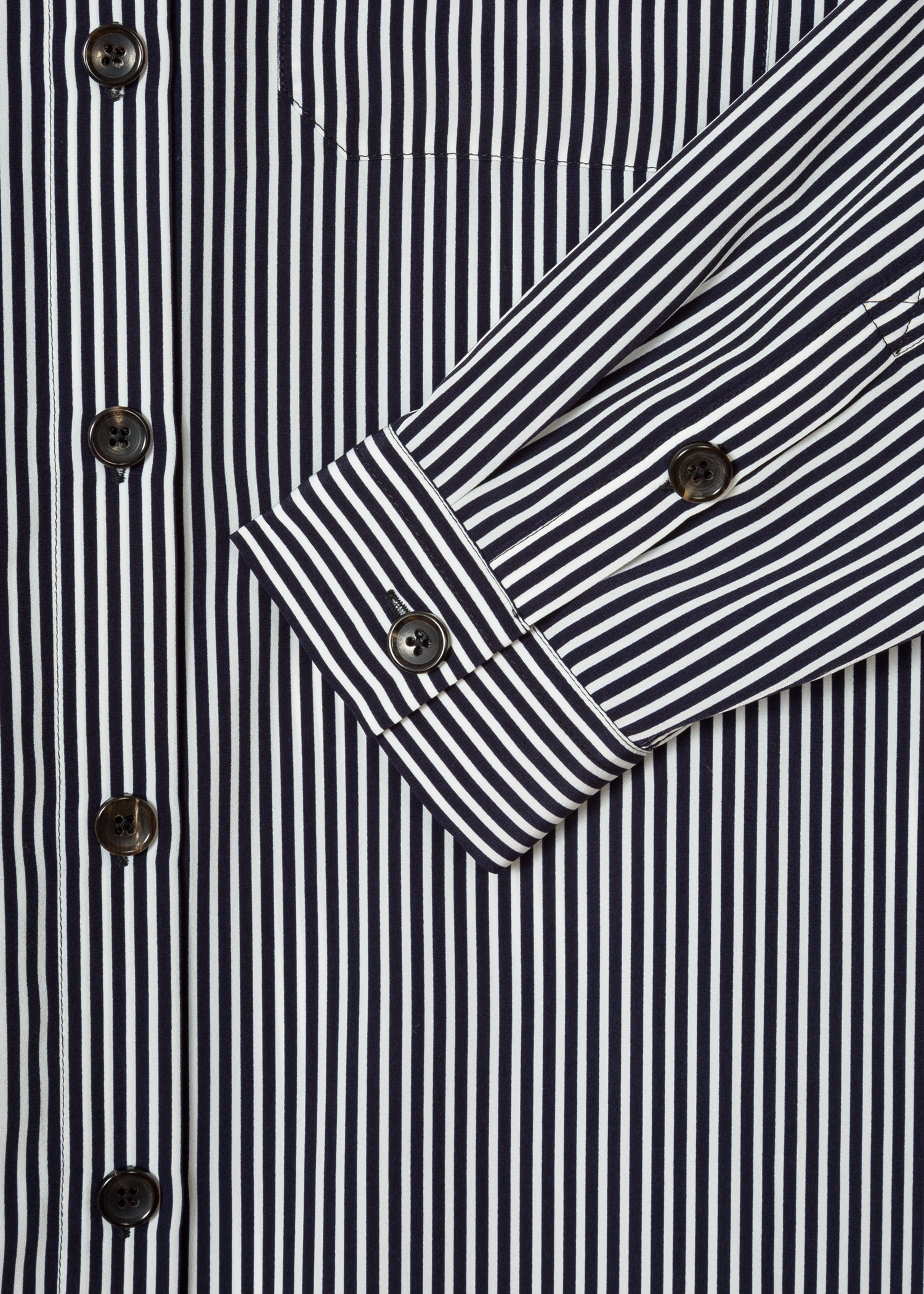 Cuff detail - Women's Dark Navy And White Stripe Long Shirt Paul Smith