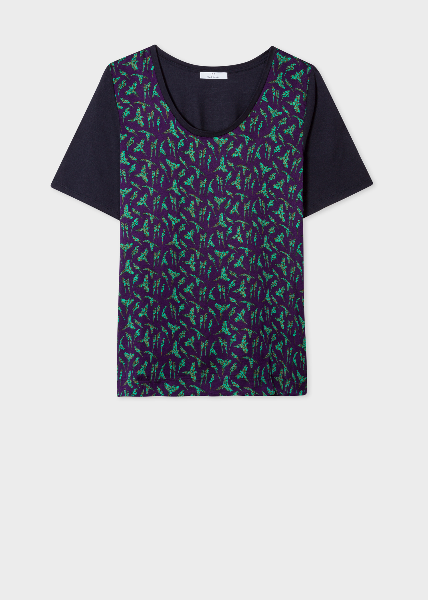 Front view - Women's Purple 'Parrot' Print Scoop Neck T-Shirt Paul Smith