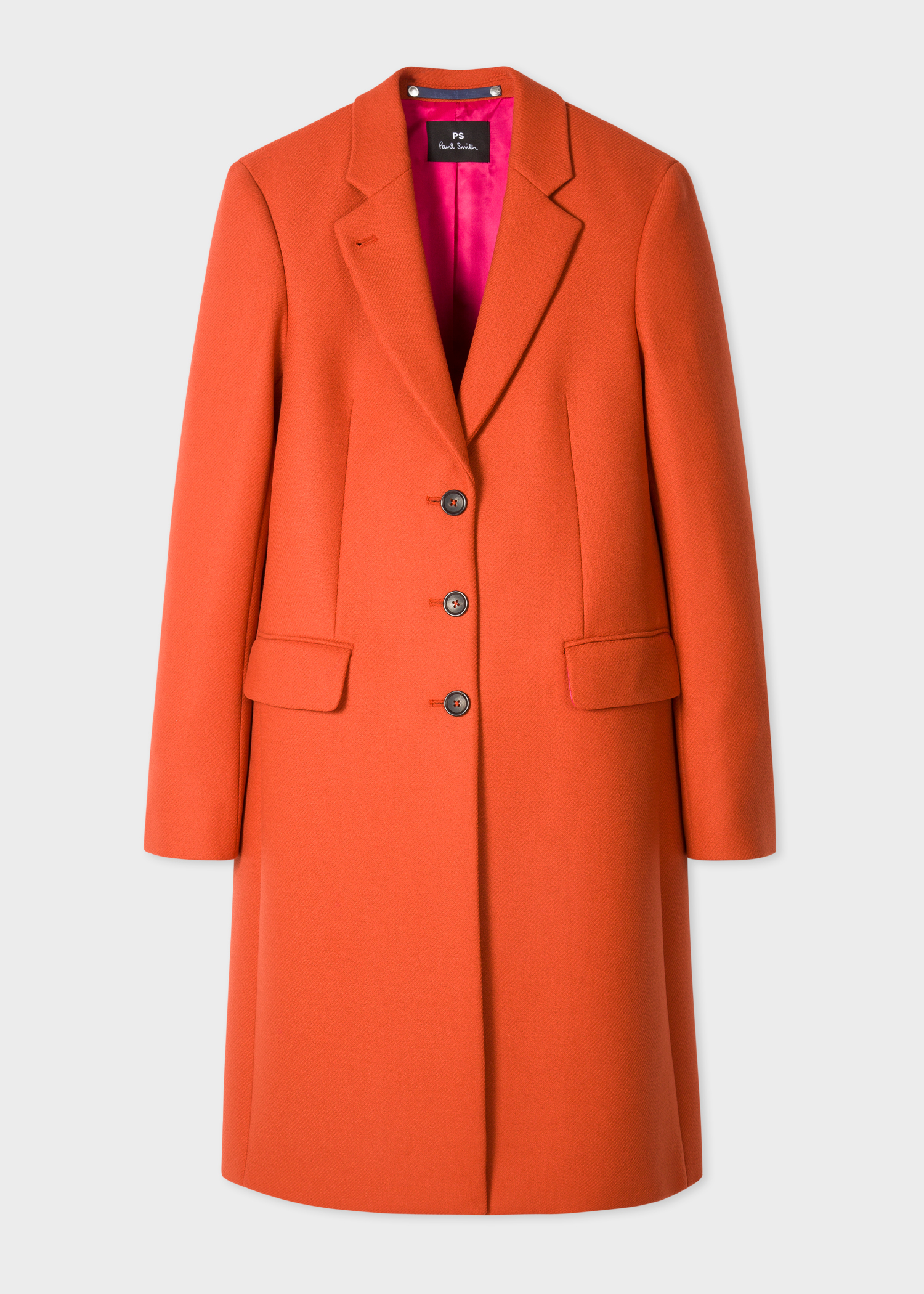 Women's Orange Wool And Cashmere-Blend Three-Button Epsom Coat