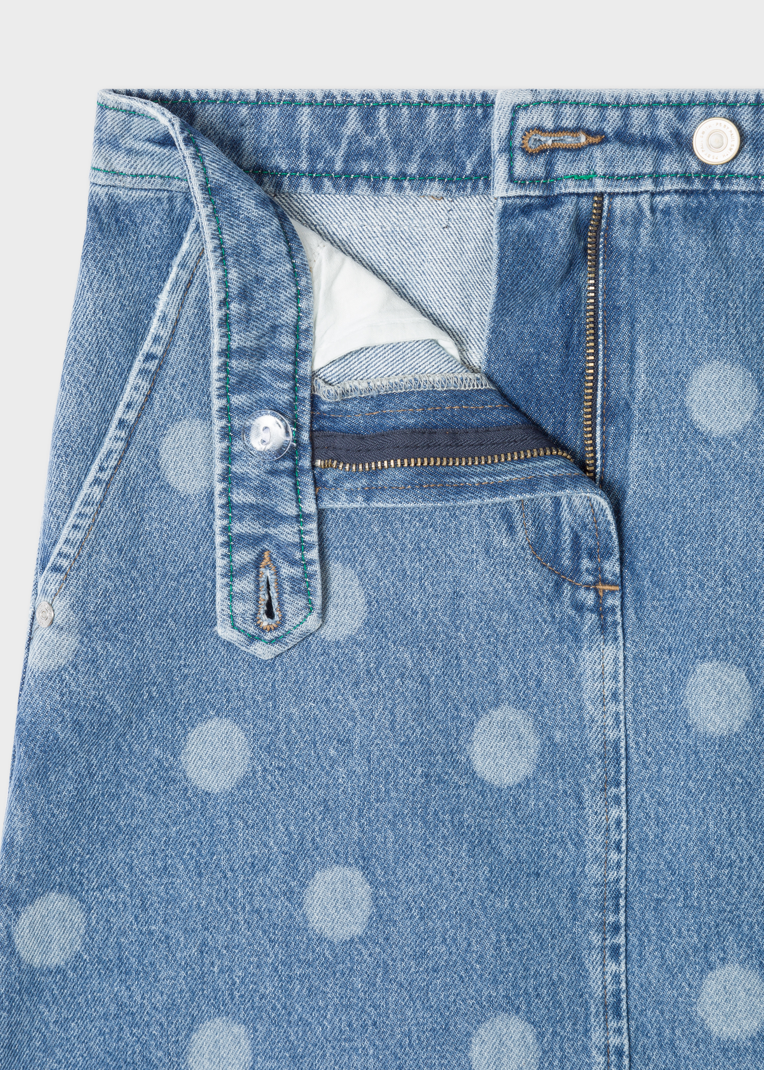 Detailed View - Women's Light Wash Denim Polka Dots Mini Skirt Paul Smith