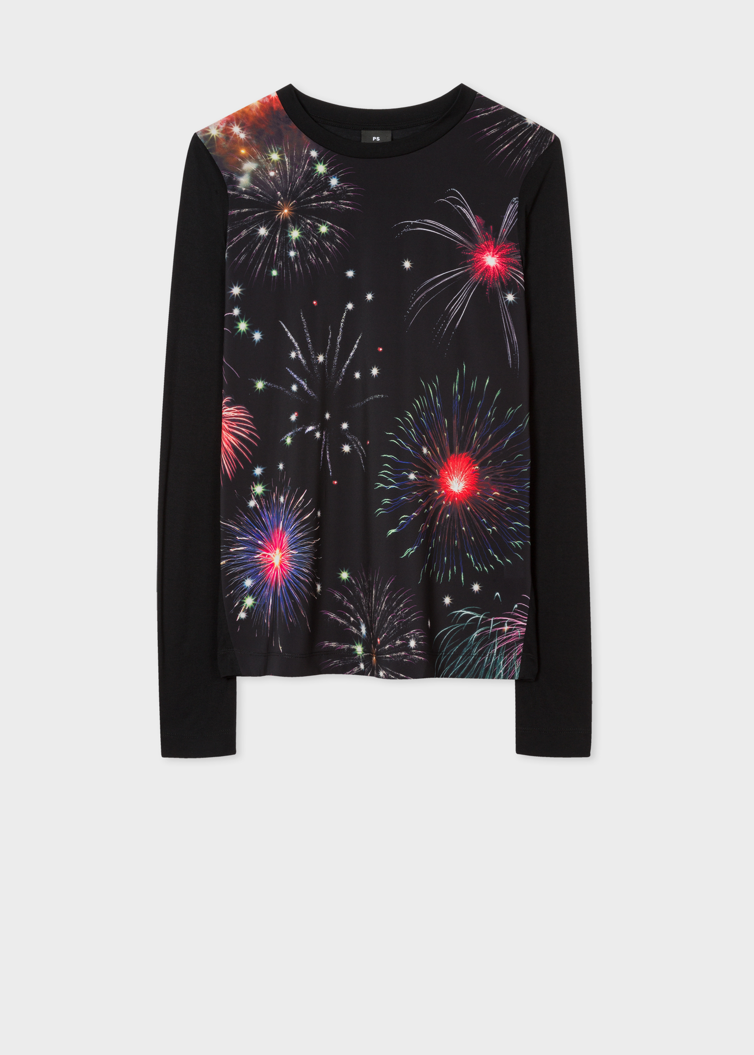 Front View - Women's Black 'Fireworks' Long-Sleeve T-Shirt Paul Smith