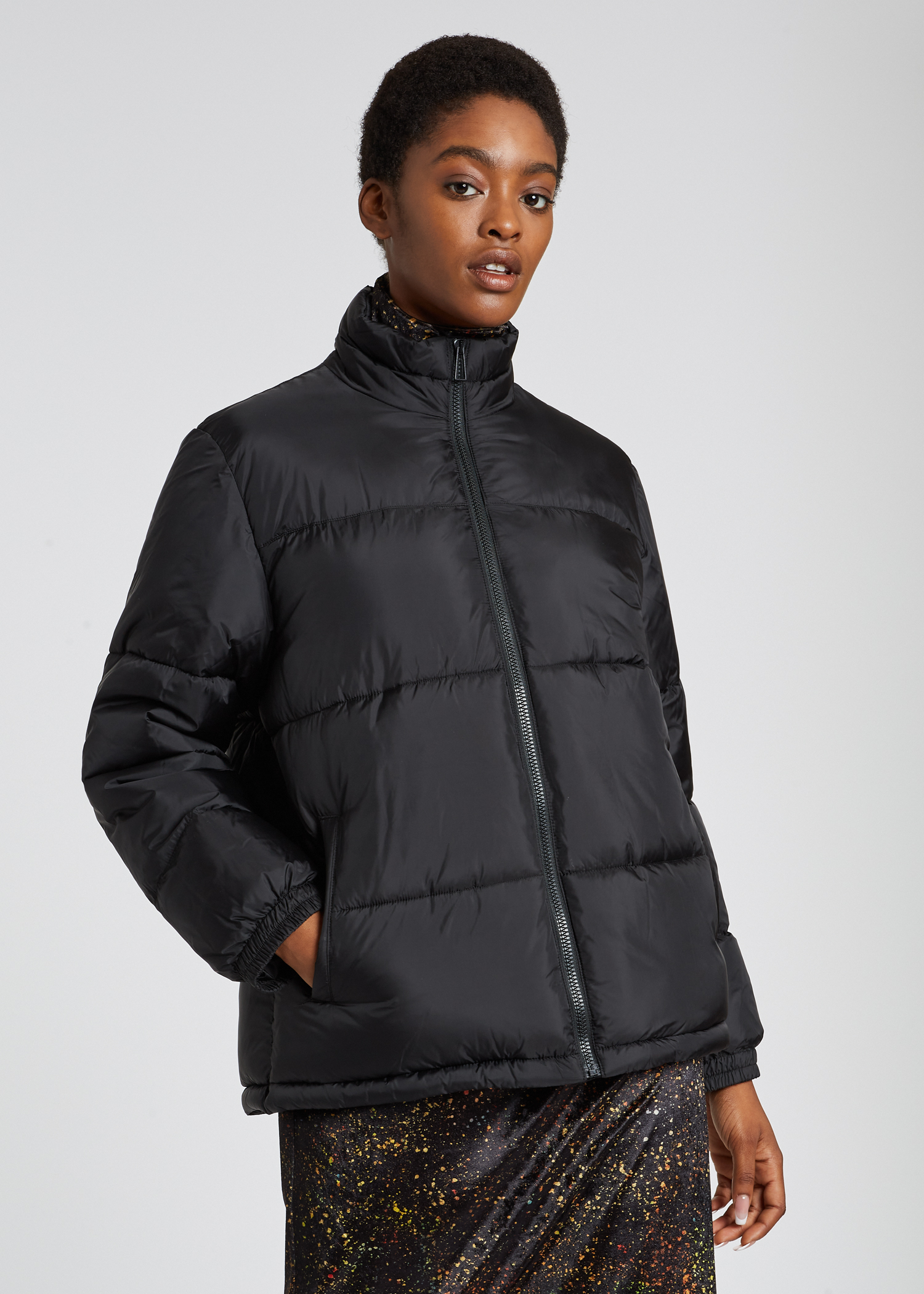 Model view - Women's Black Recycled Polyester Wadded Jacket Paul Smith