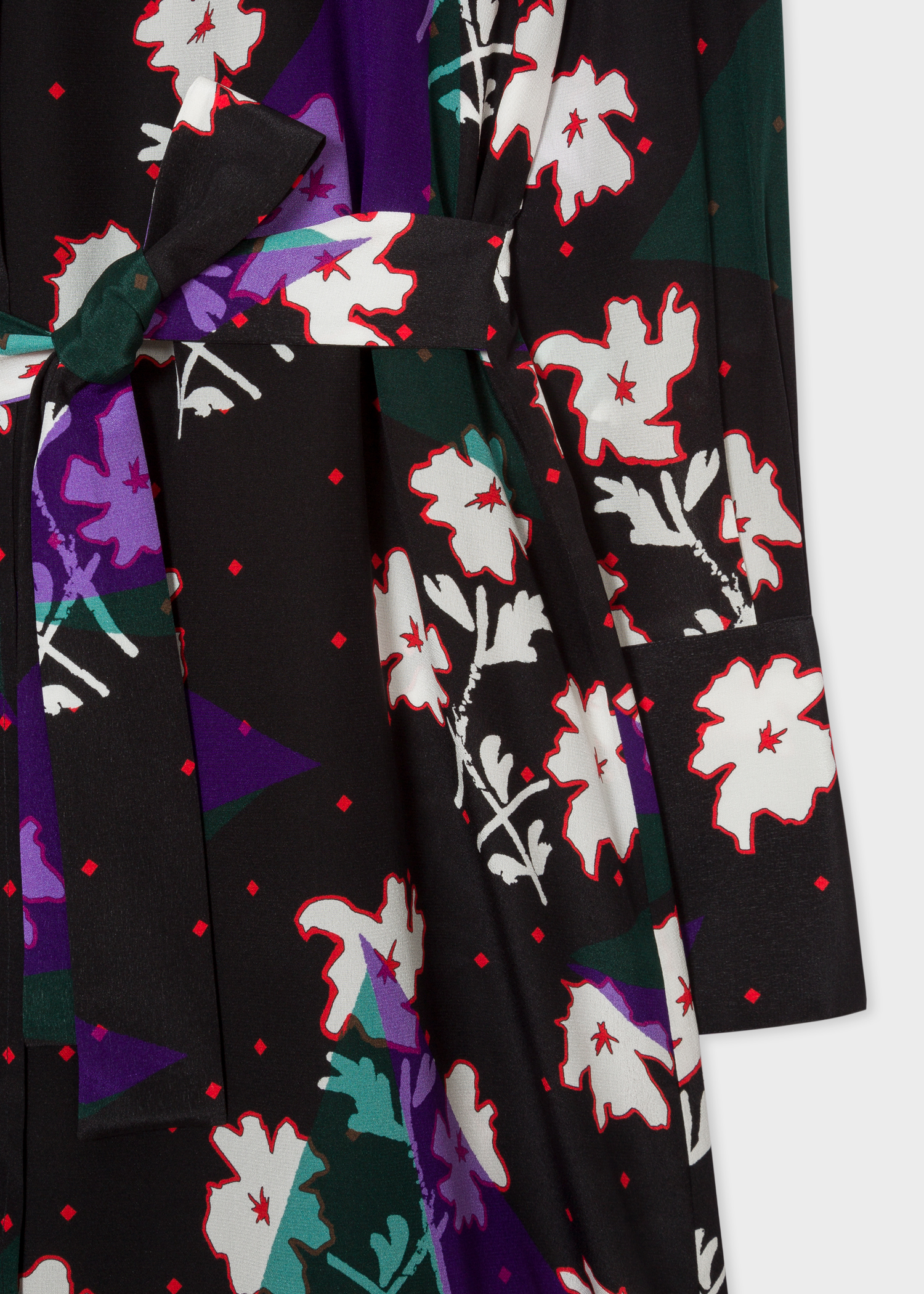 Detail view - Women's Black 'Electric Petunia' Print Silk Shirt Dress Paul Smith